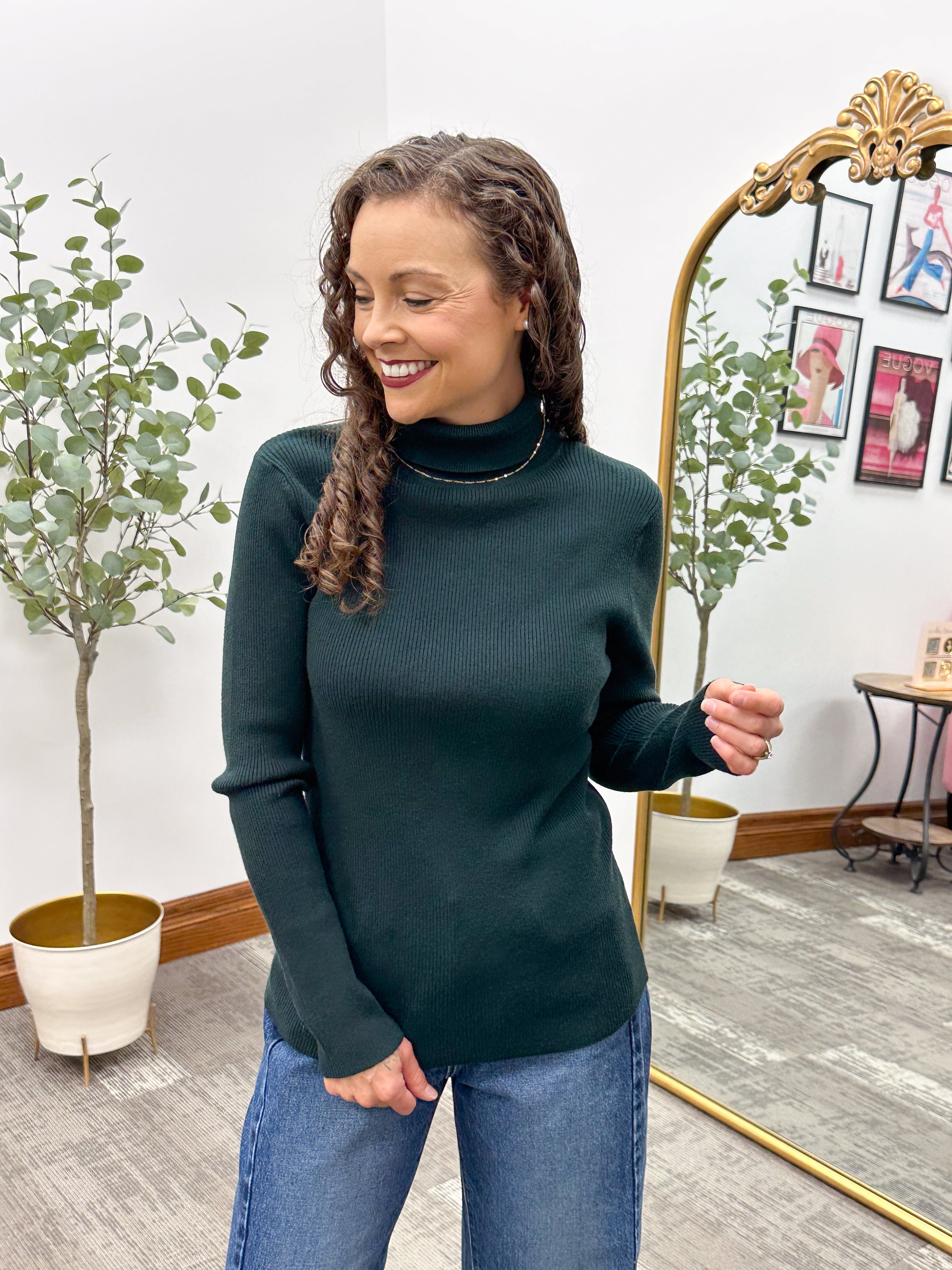Ribbed Fitted Turtleneck Sweater