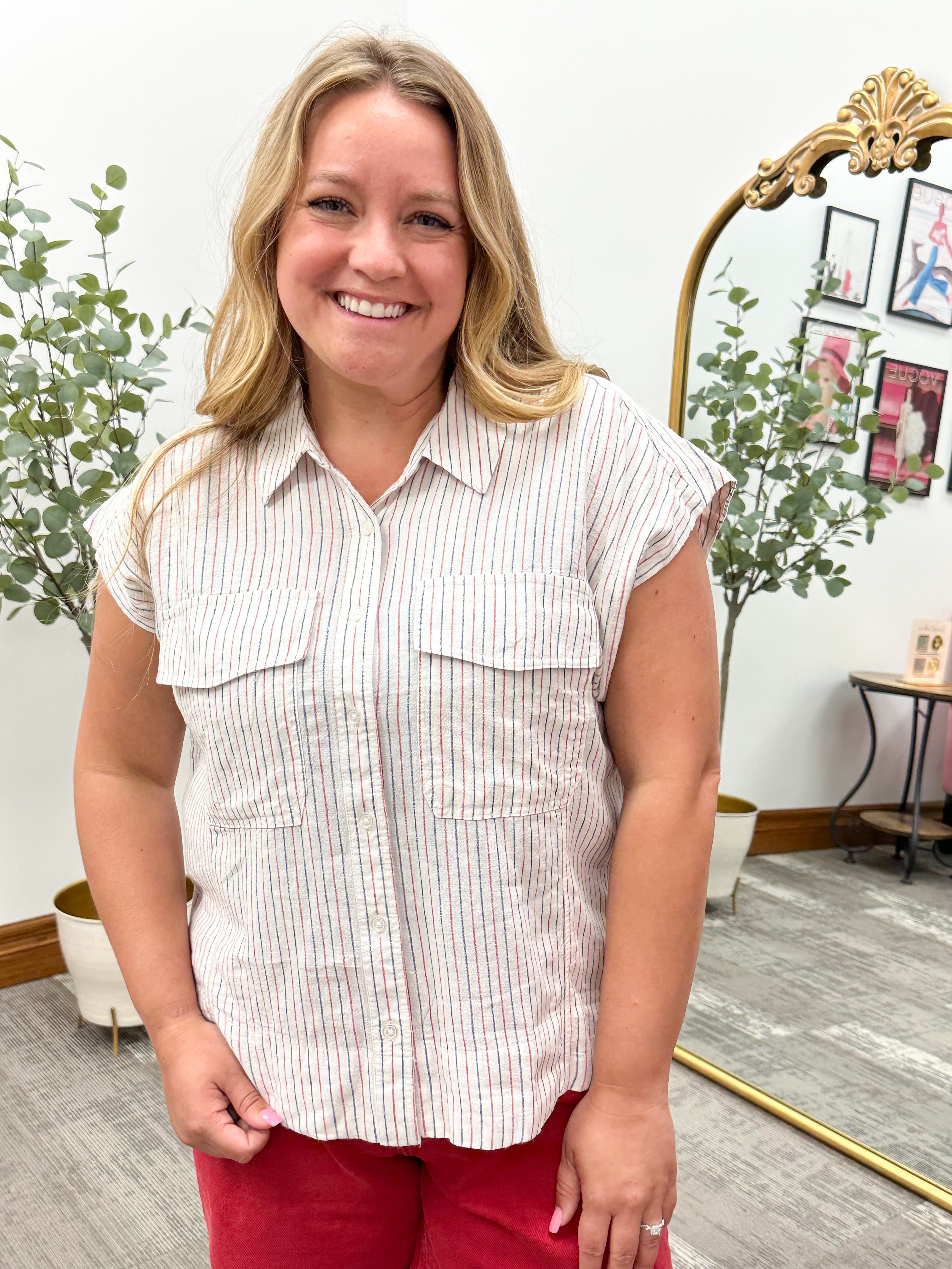 Lydia Striped Button Up Shirt