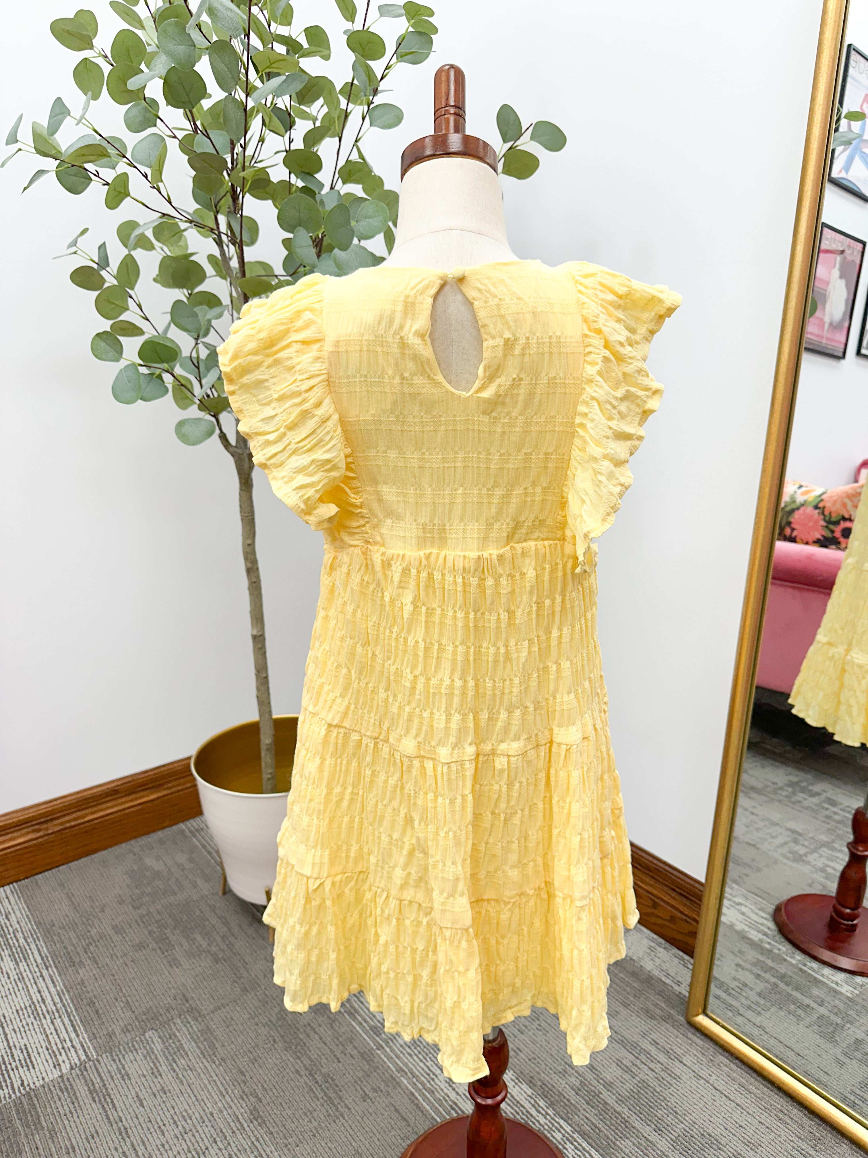 Girls Yellow Ruffle Dress