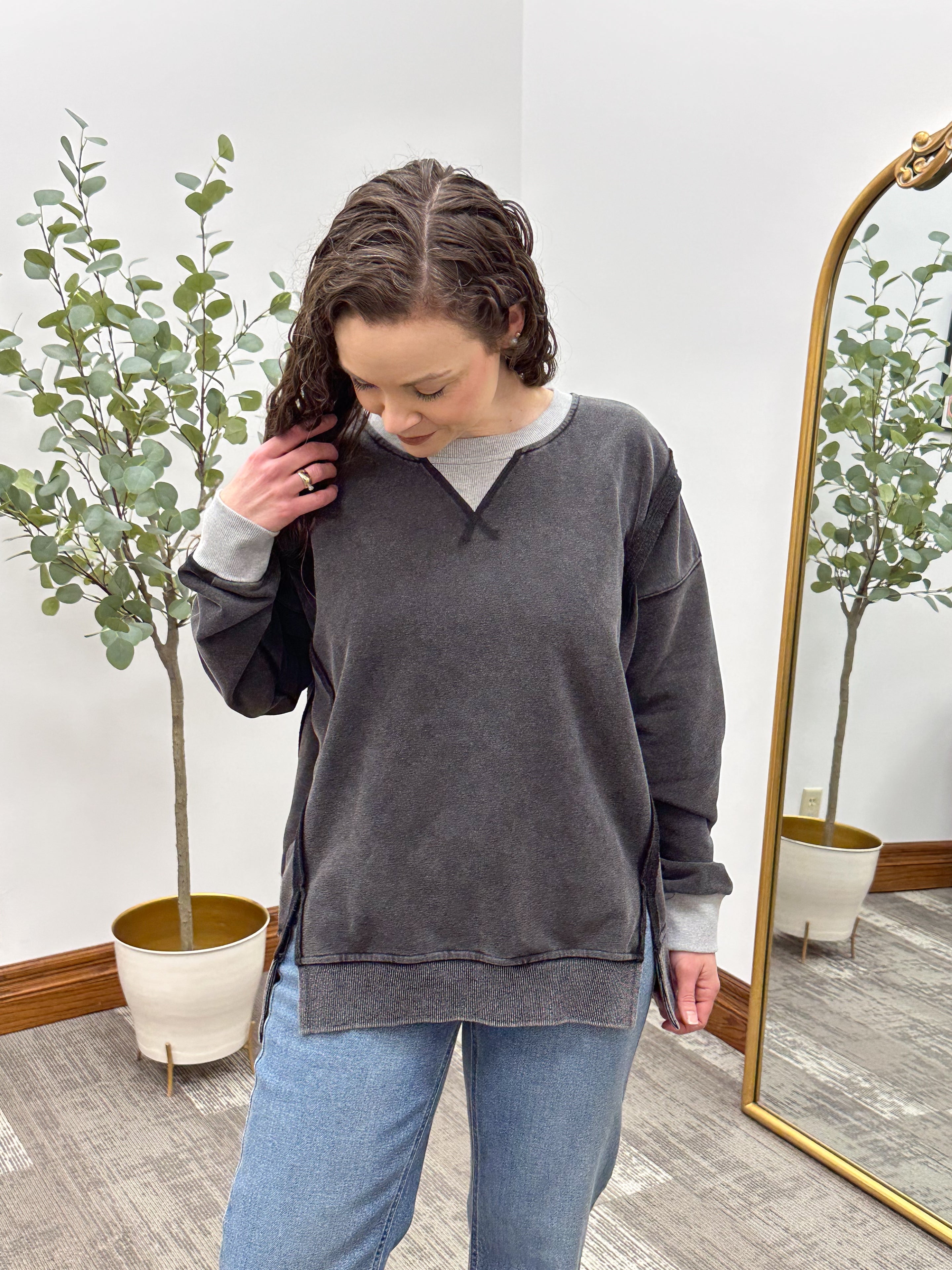 Washed Black Oversized Sweatshirt