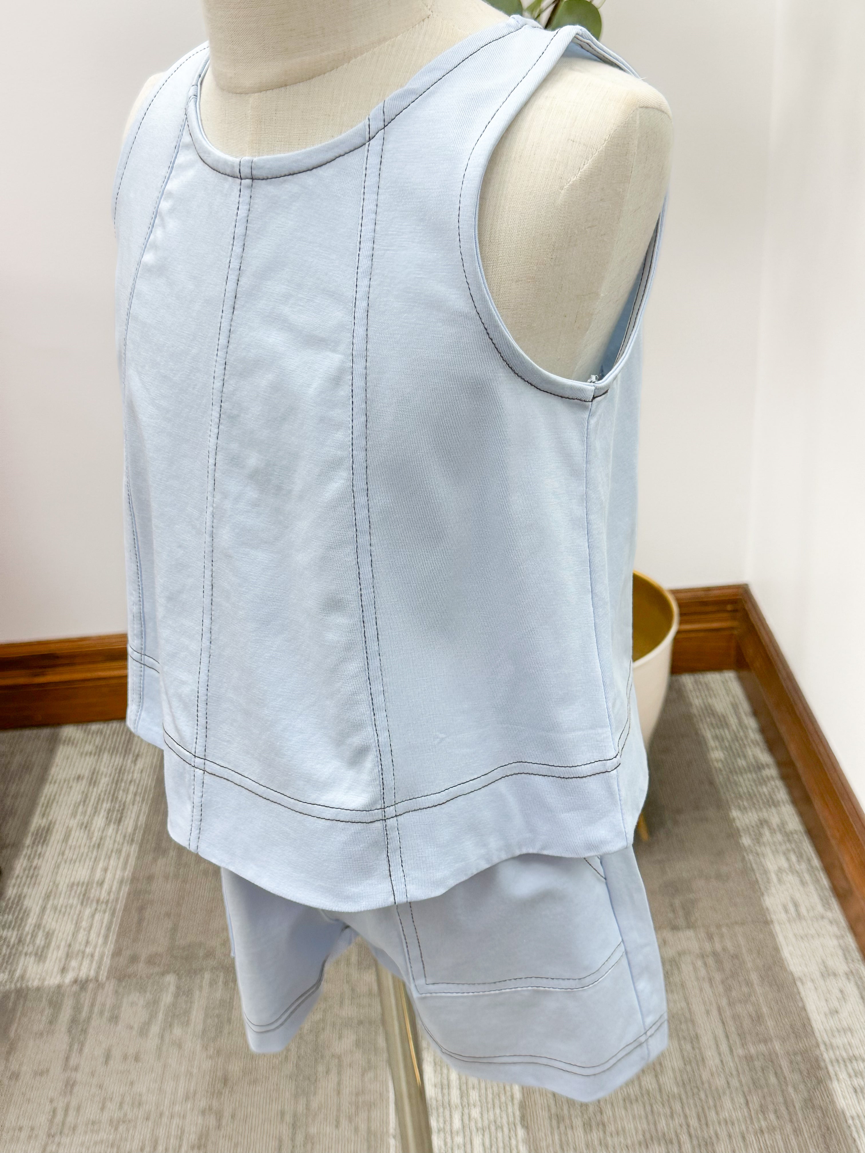 Girls Baby Blue Tank & Shorts Set