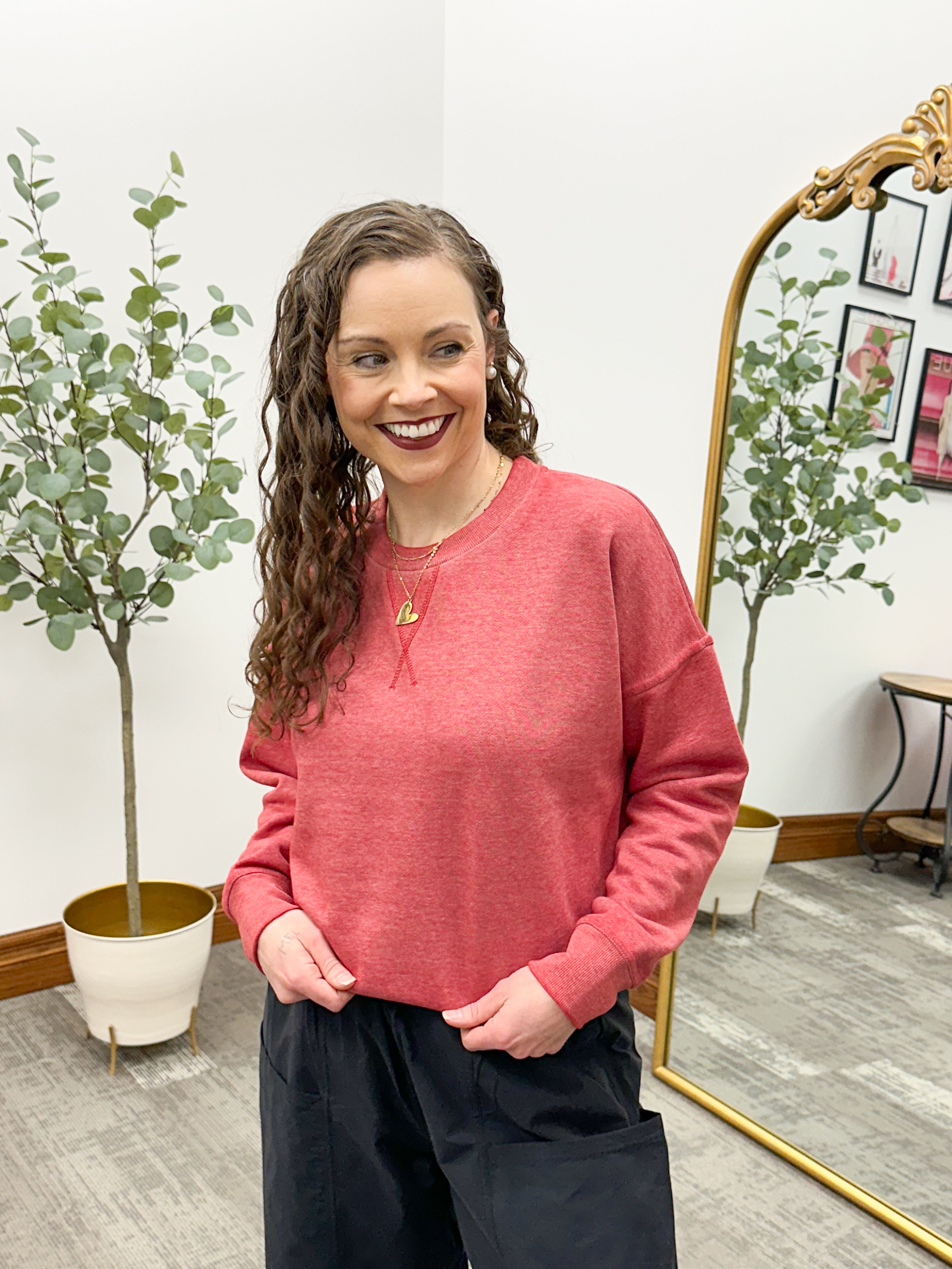 Cute Red Crewneck Sweatshirt
