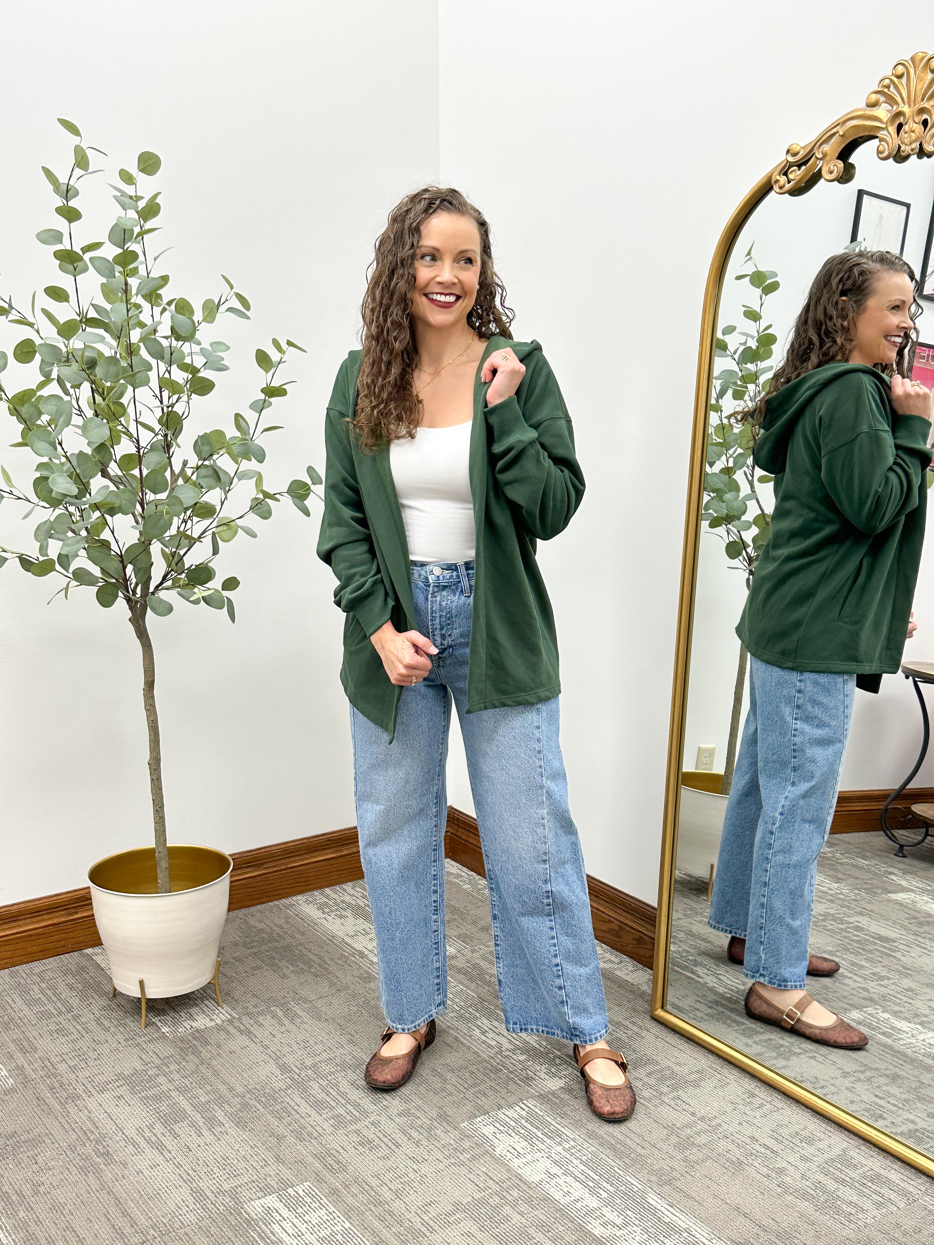 Hunter Green Hooded Cardigan
