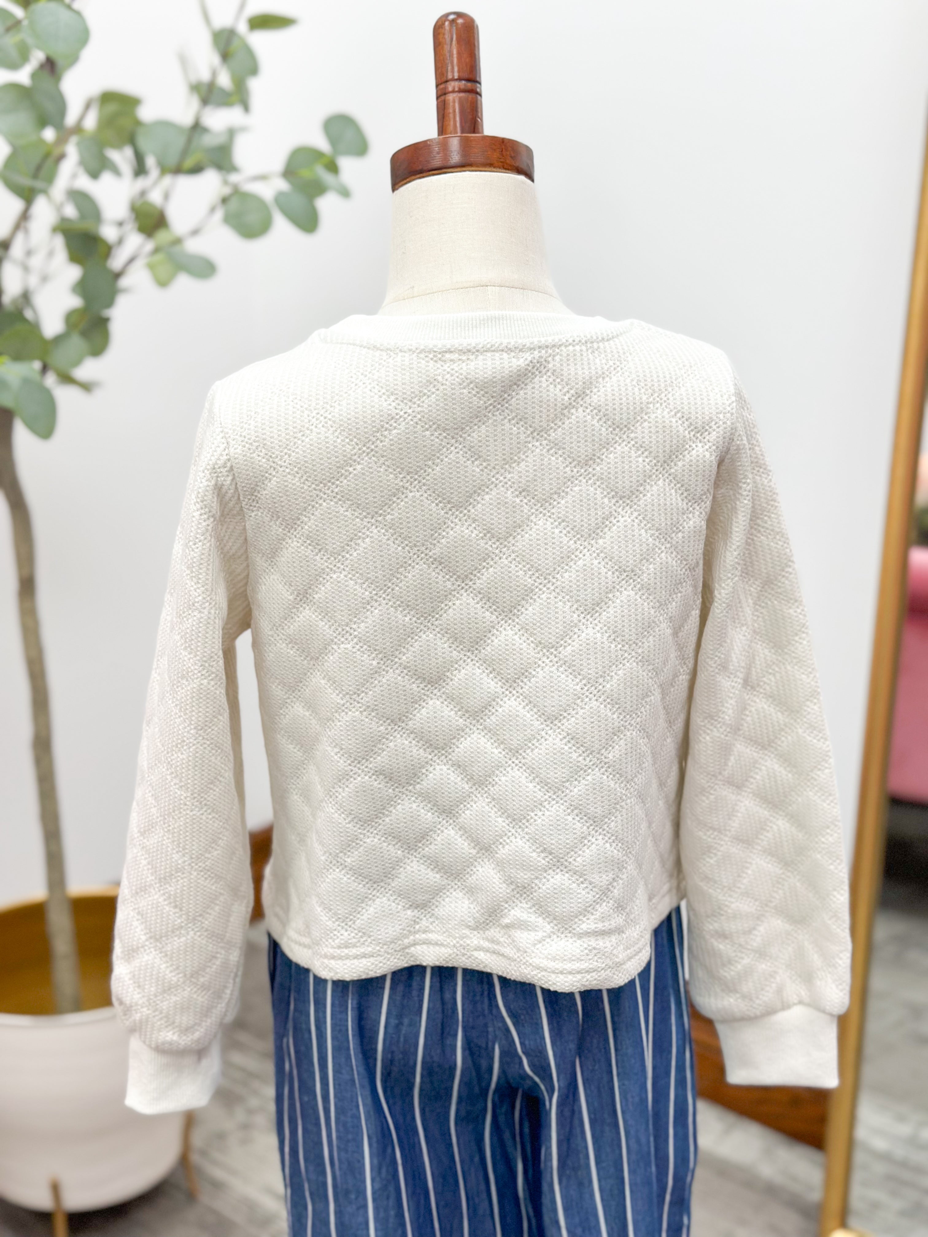 Girls Quilted Pullover Sweatshirt