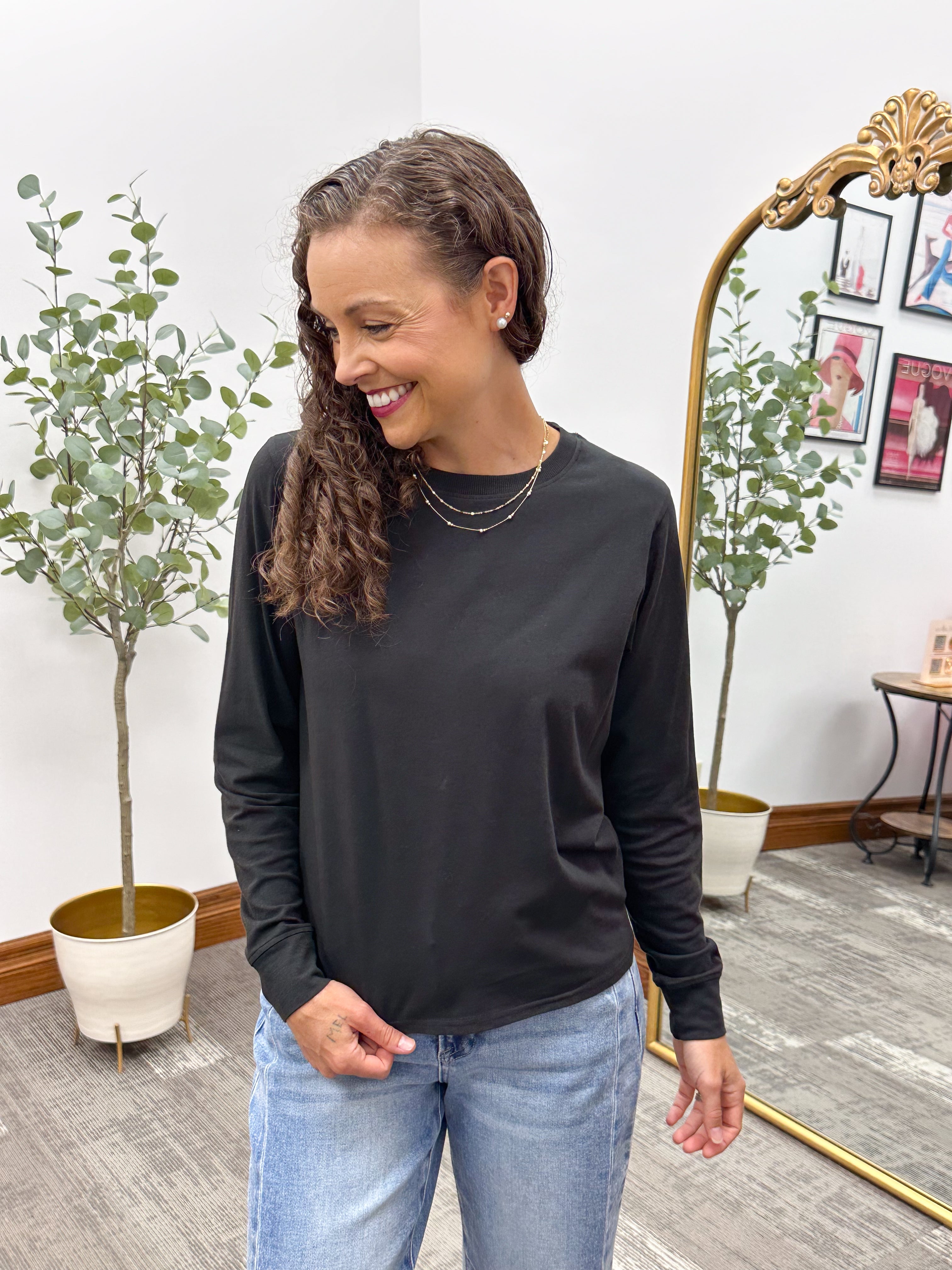 Stonewash Black Basic Long Sleeve Top