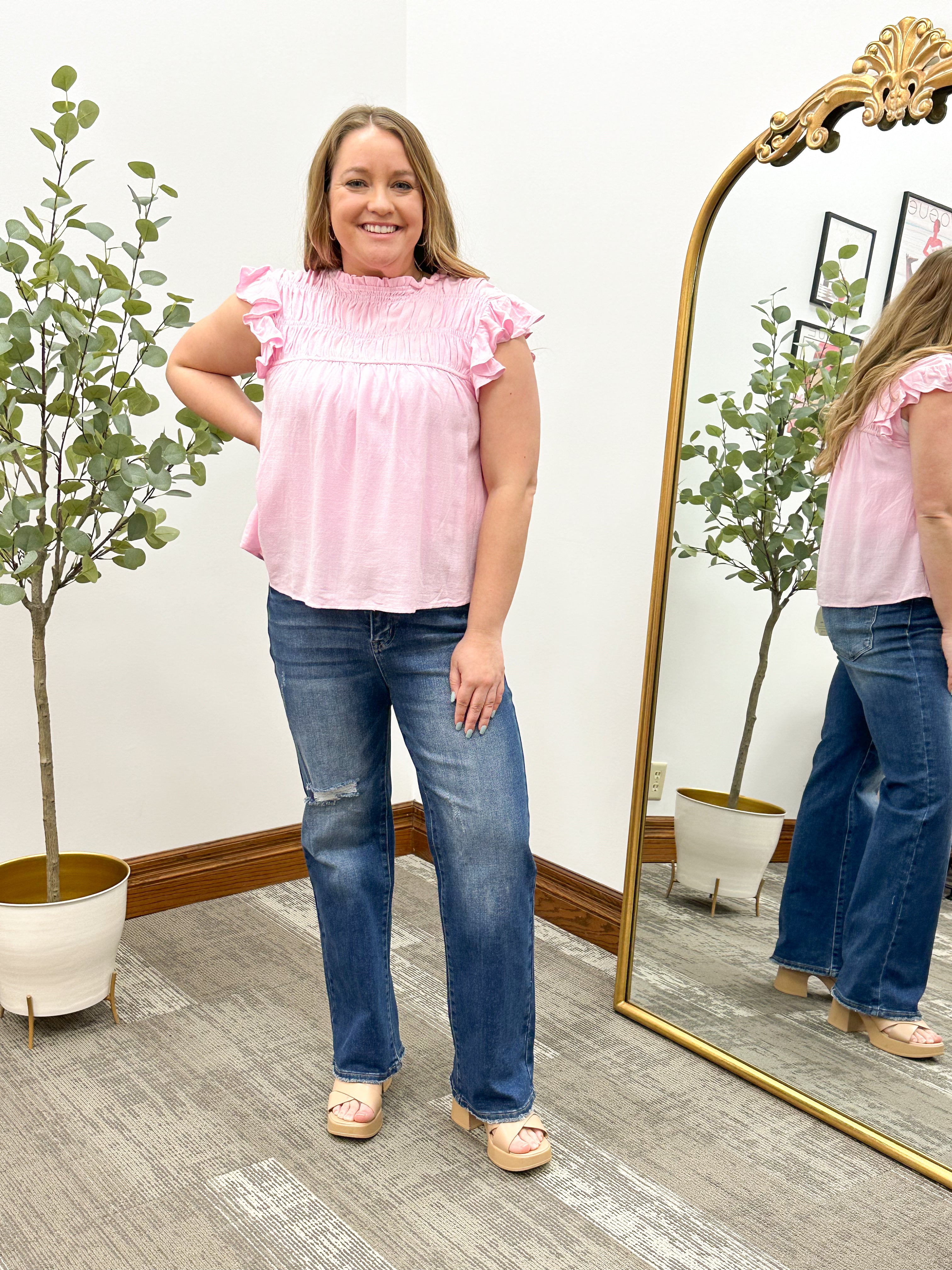 Camryn Pink Linen Top