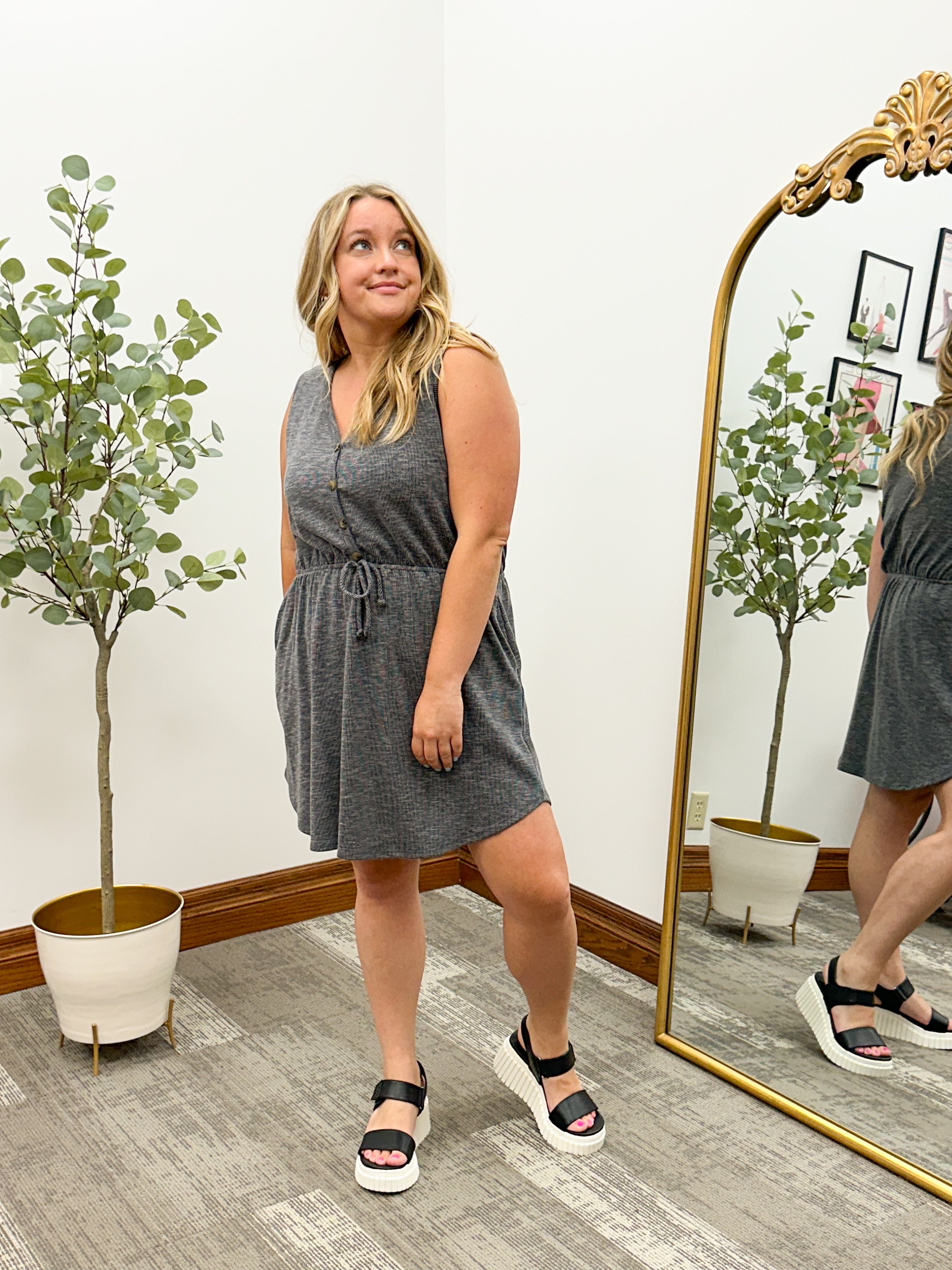 Taci Button Mini Dress