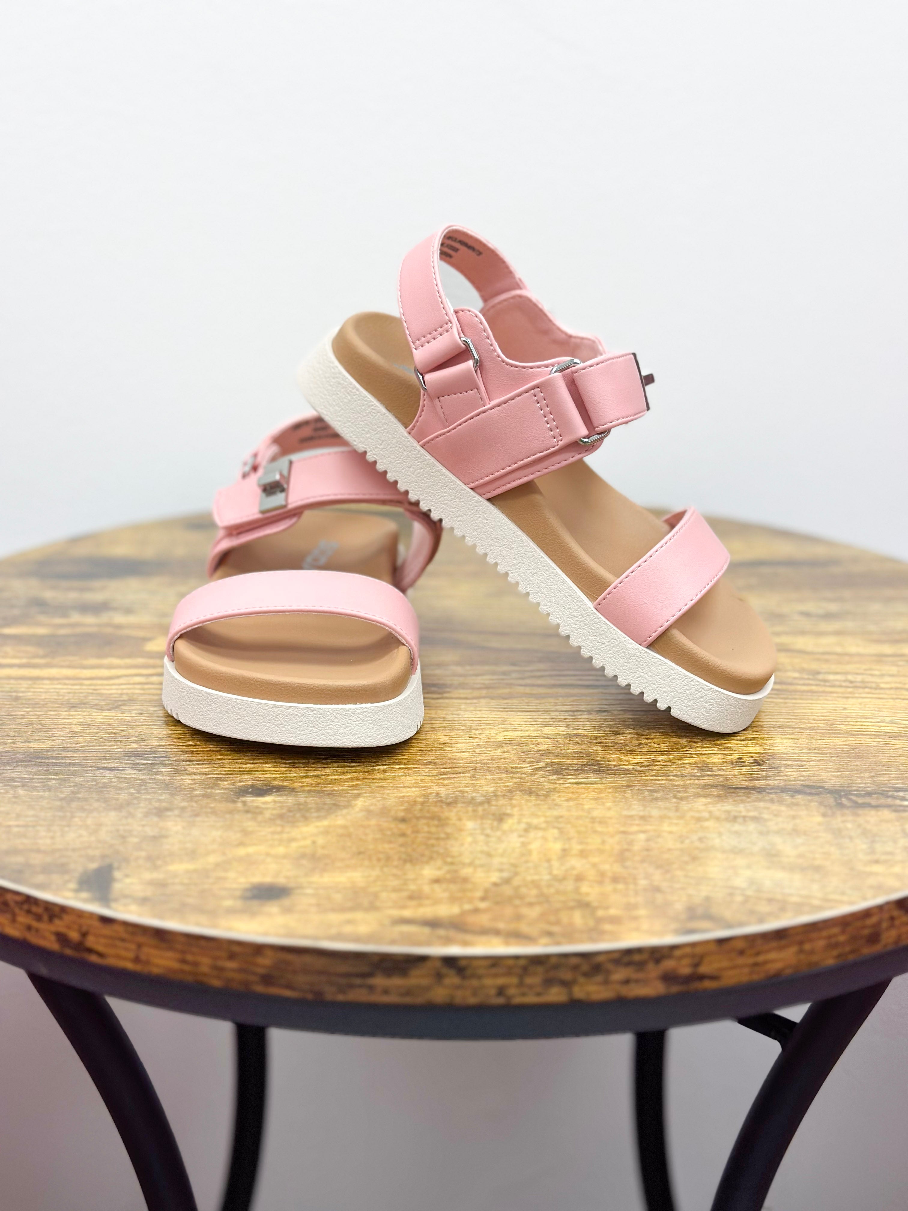 Girls pink sandals with white soles