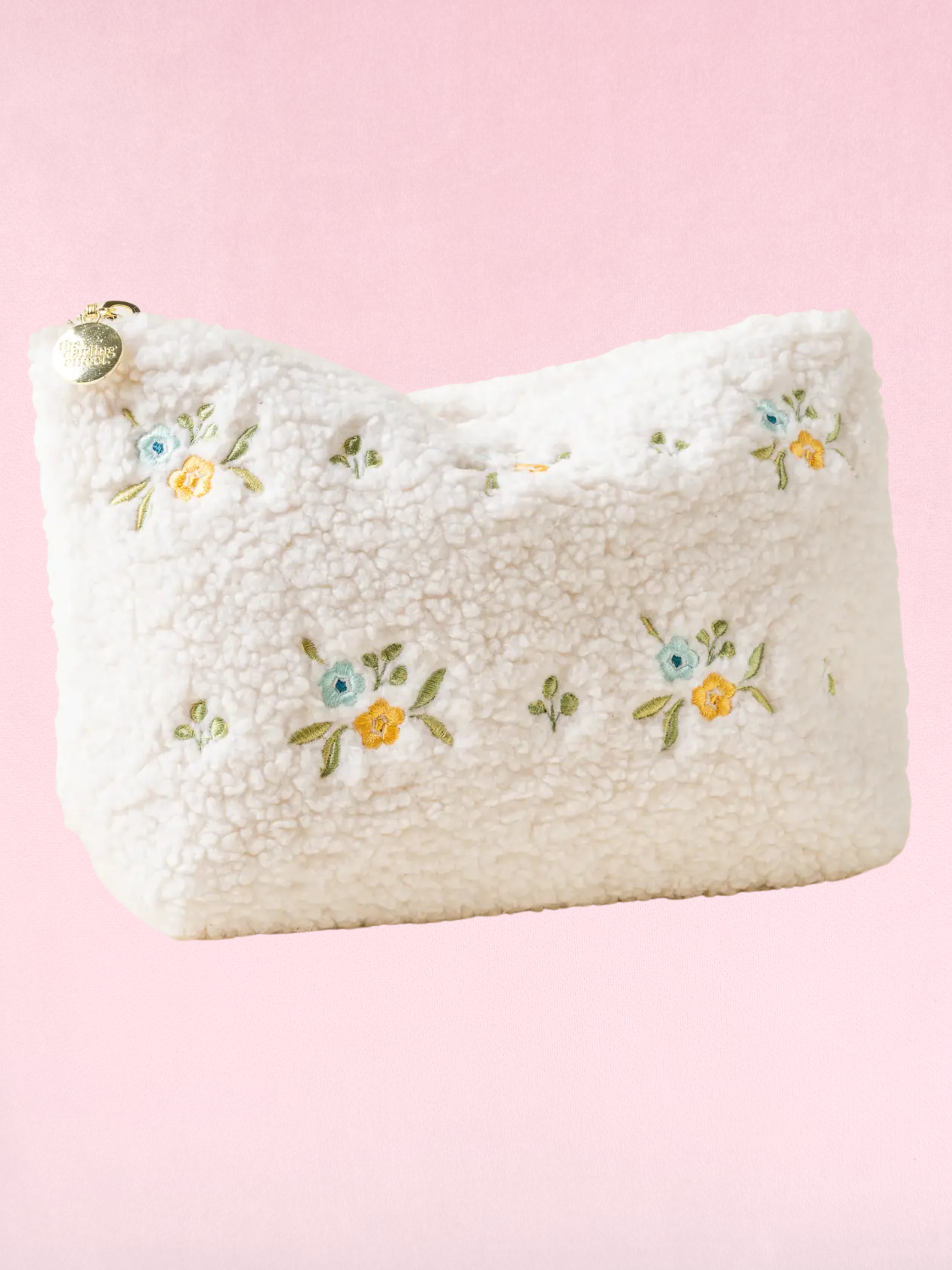 Yellow & Blue Floral Print Teddy Pouch