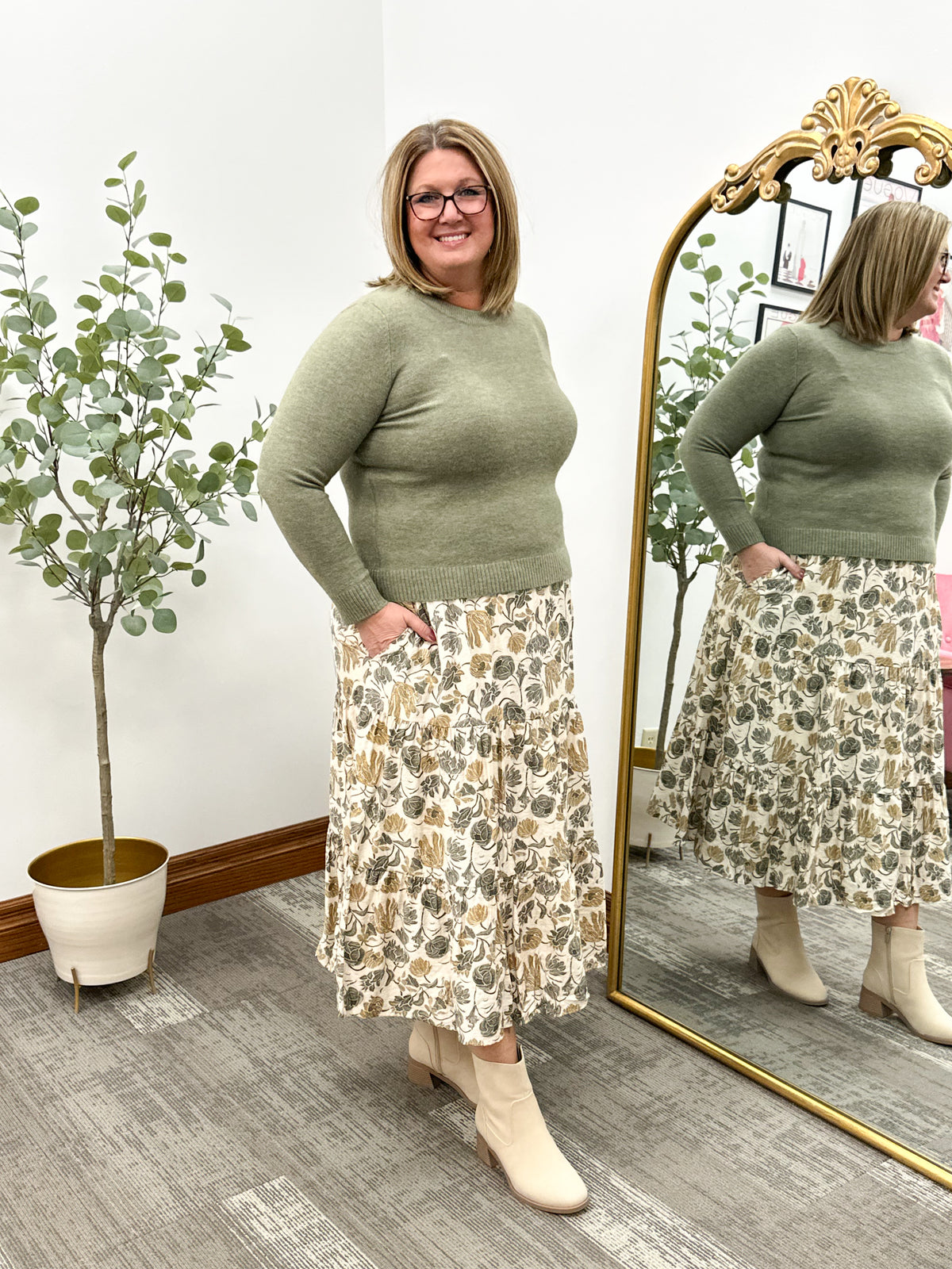 Sage Green Lightweight Crewneck Sweater