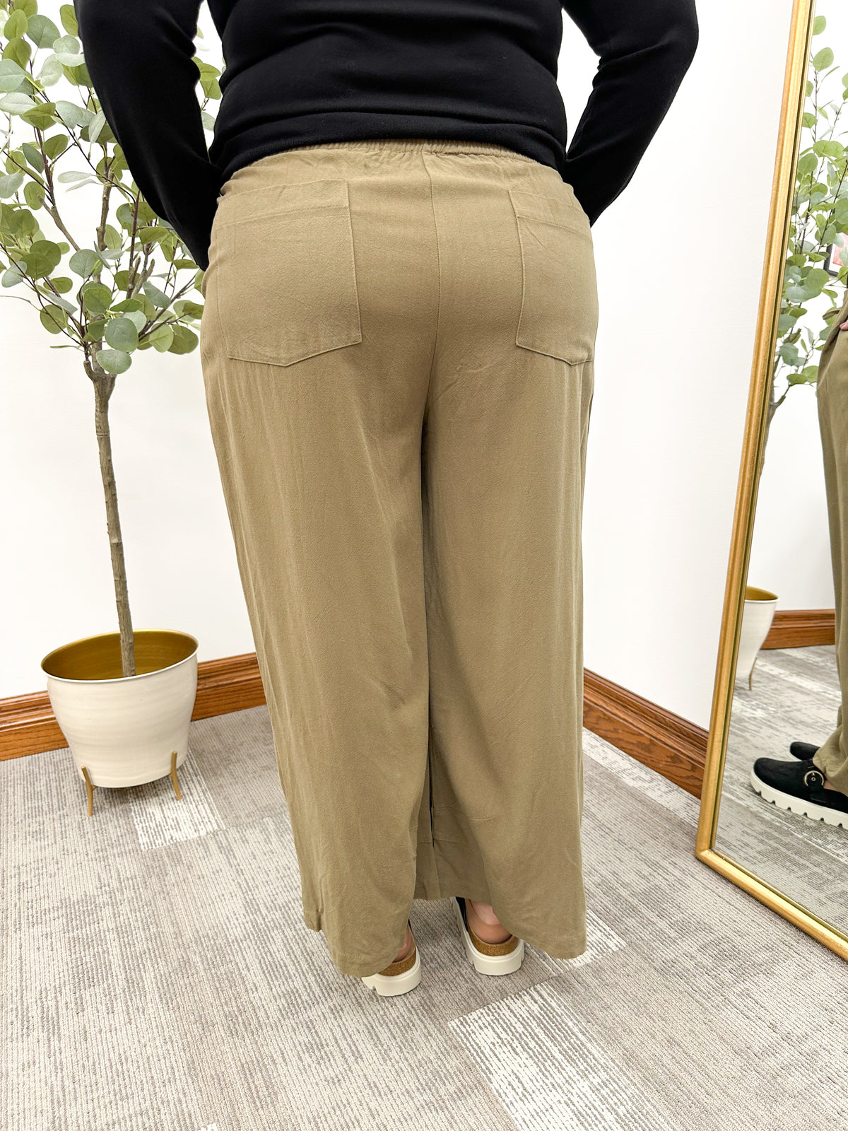 Olive Wide Leg Pants (S-3X)