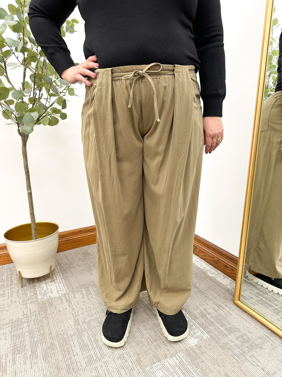 Olive Wide Leg Pants (S-3X)