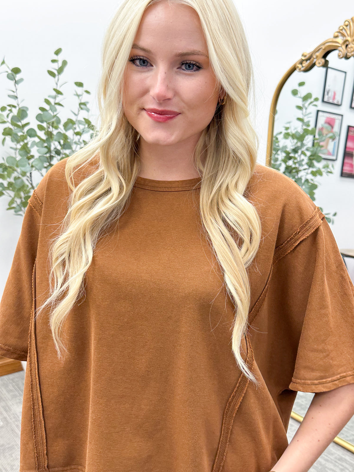 Brown Boxy Dolman Sleeve Top (S-3X)