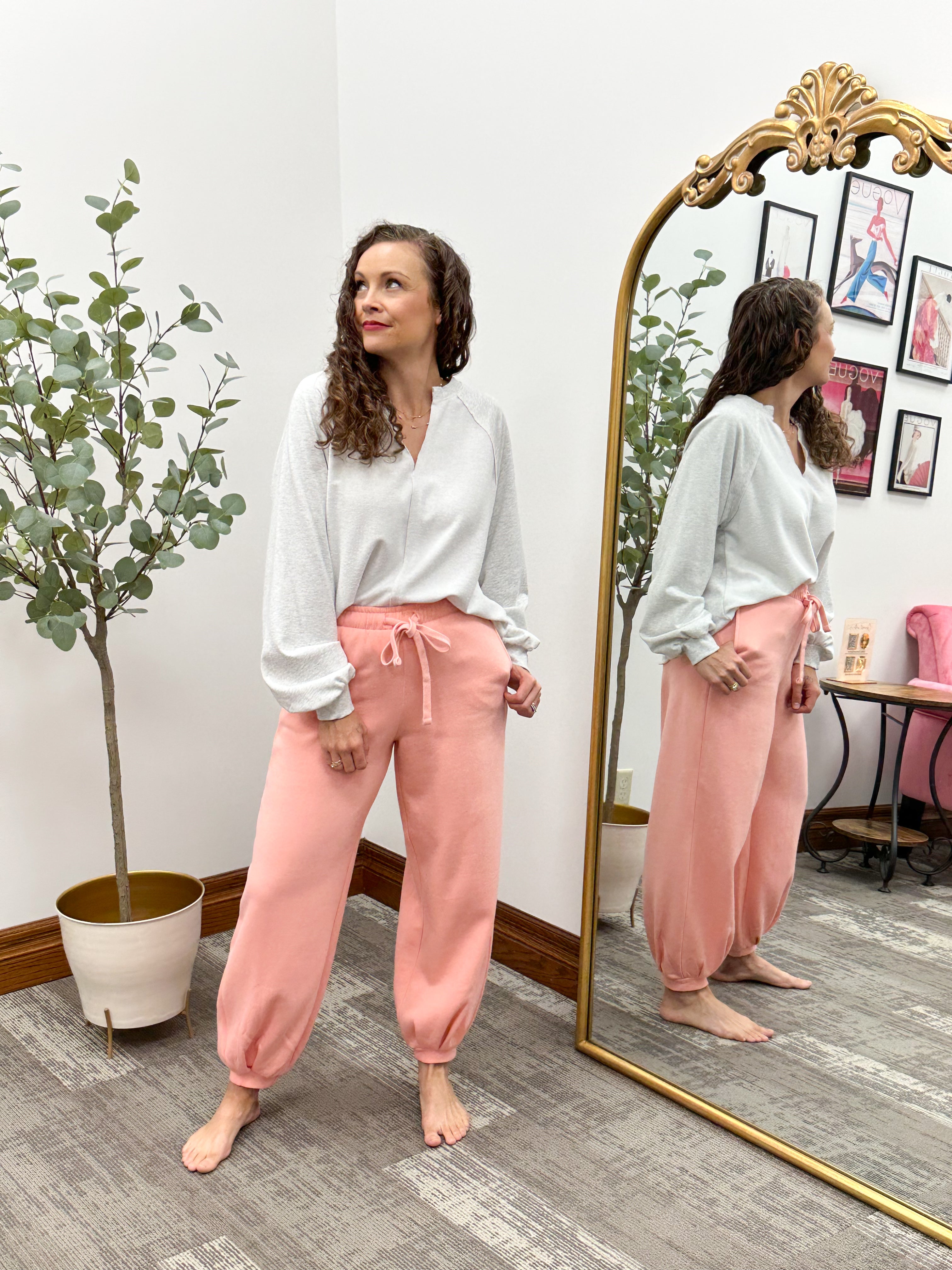 Coral Pink Slouchy Jogger Sweatpants