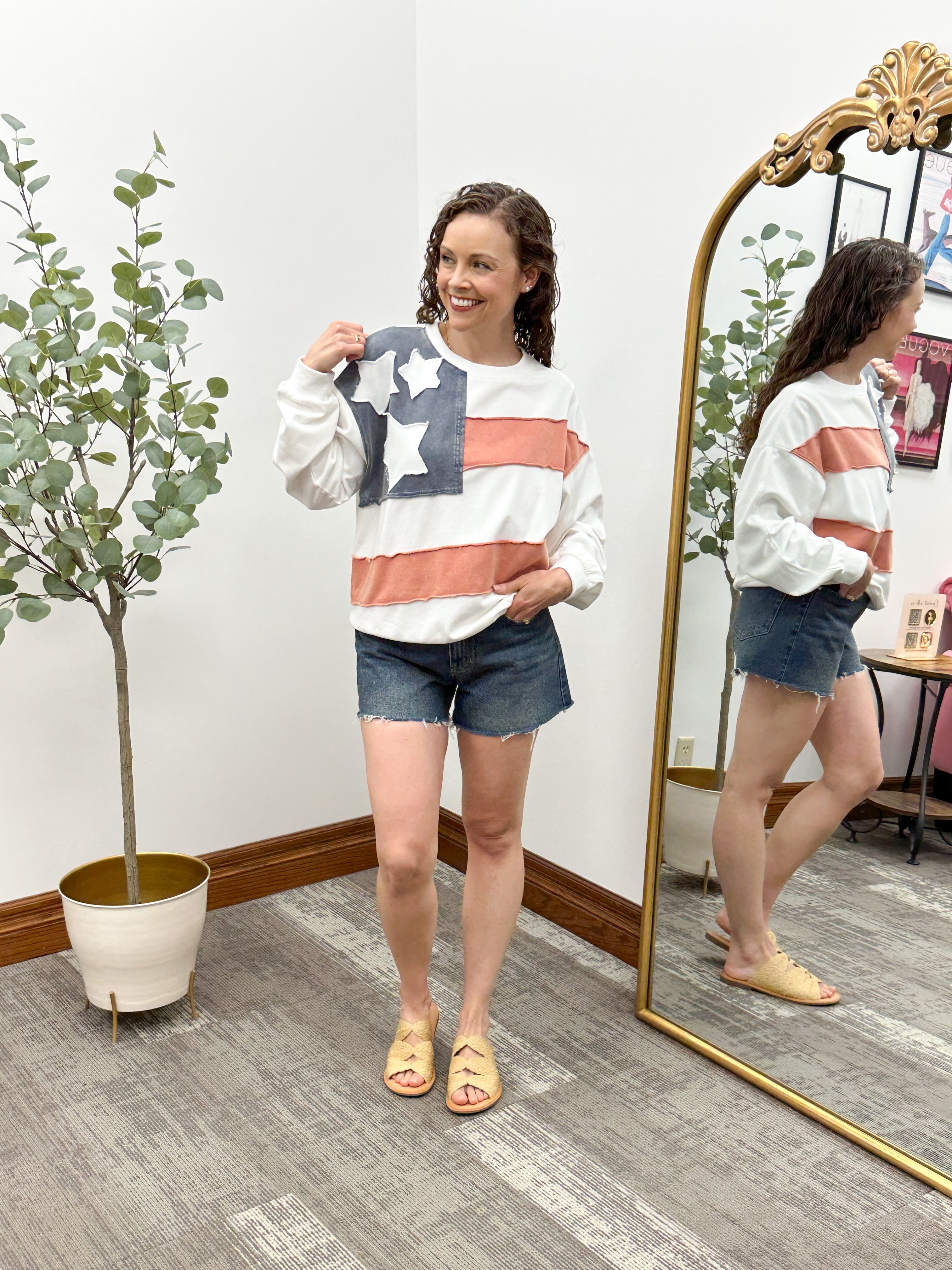 American Flag Patch Terry Sweatshirt