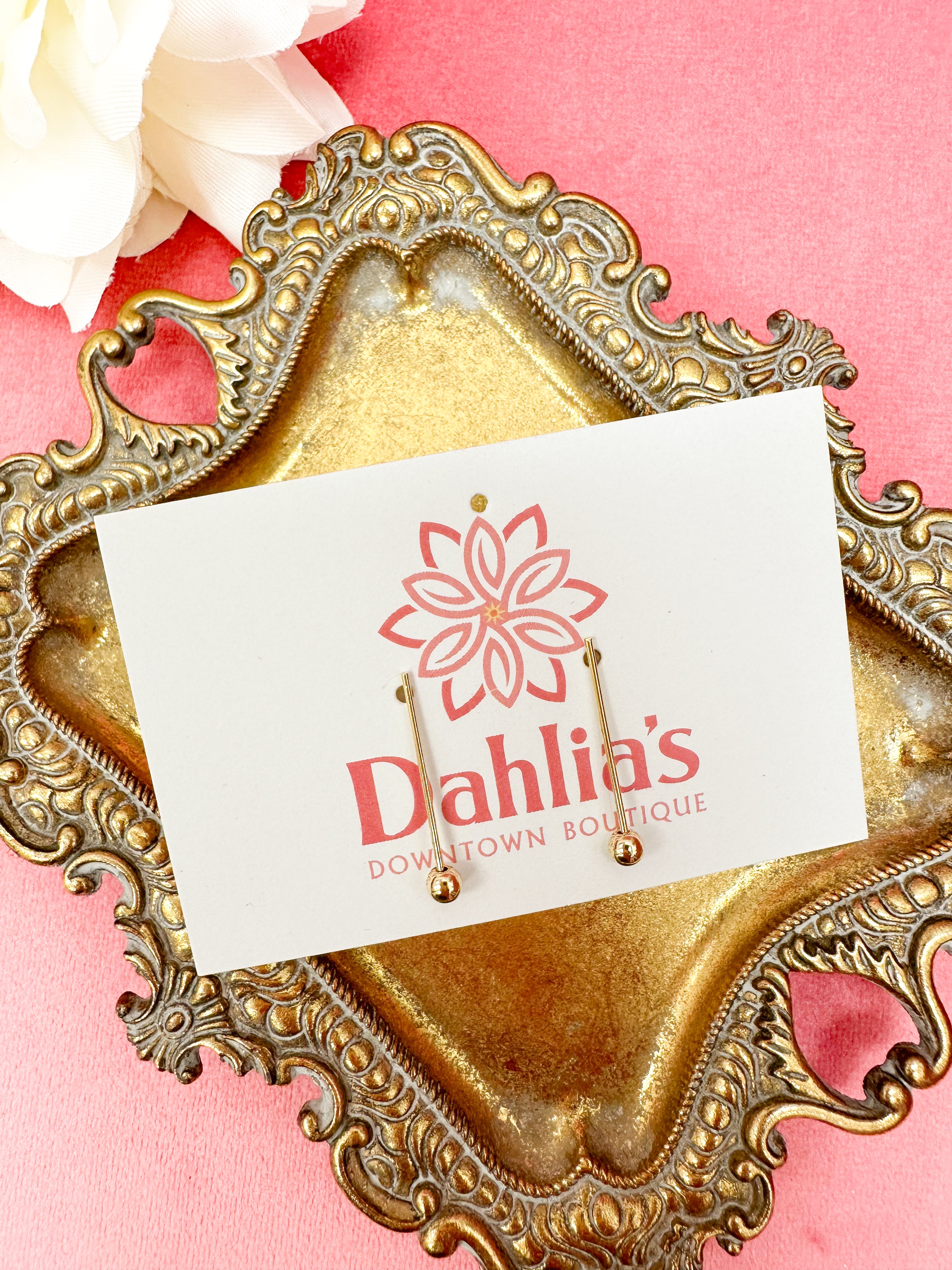 Gold Dipped Post & Ball Dangle Earrings