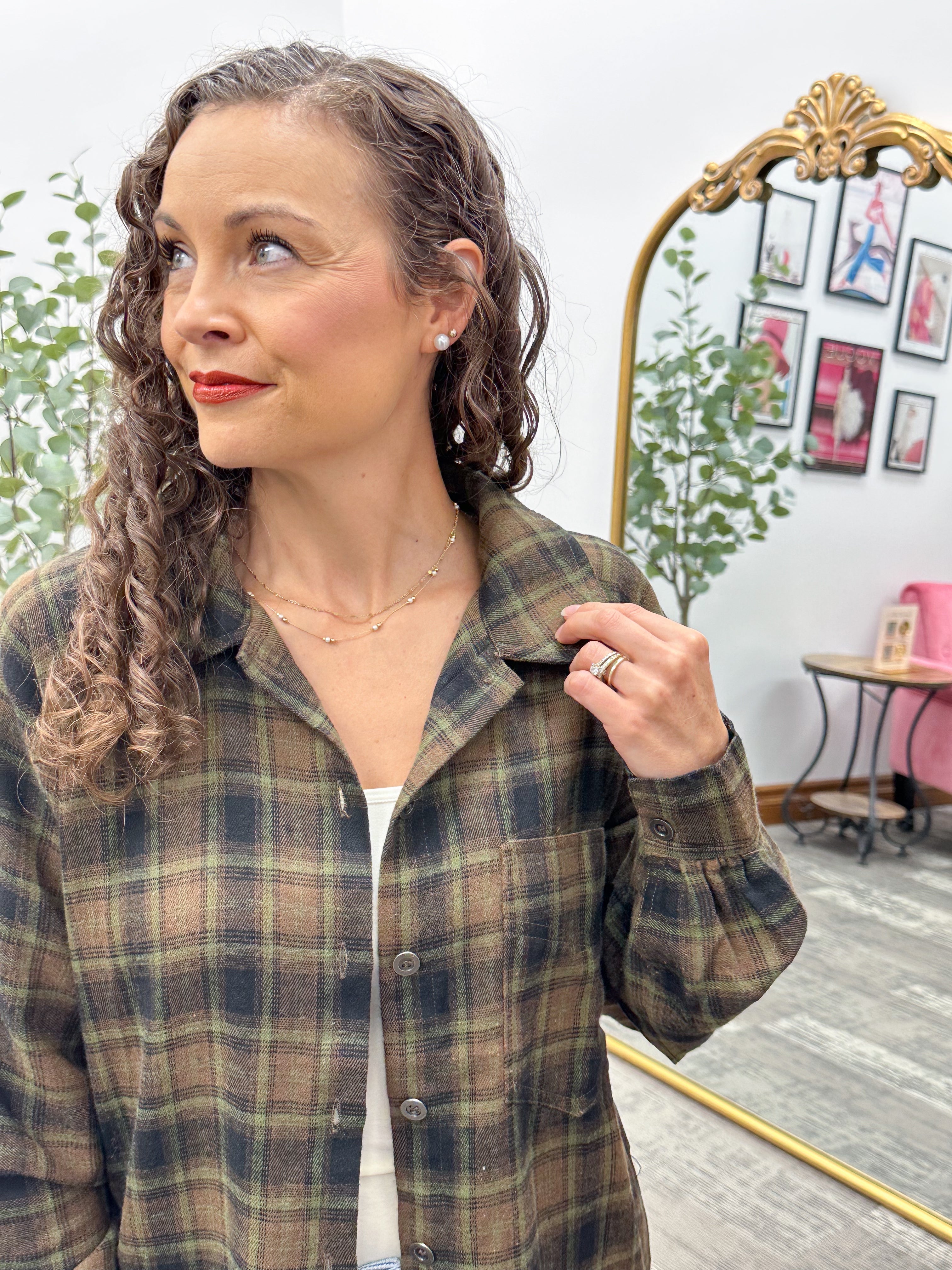 Olive & Brown Plaid Flannel Shirt