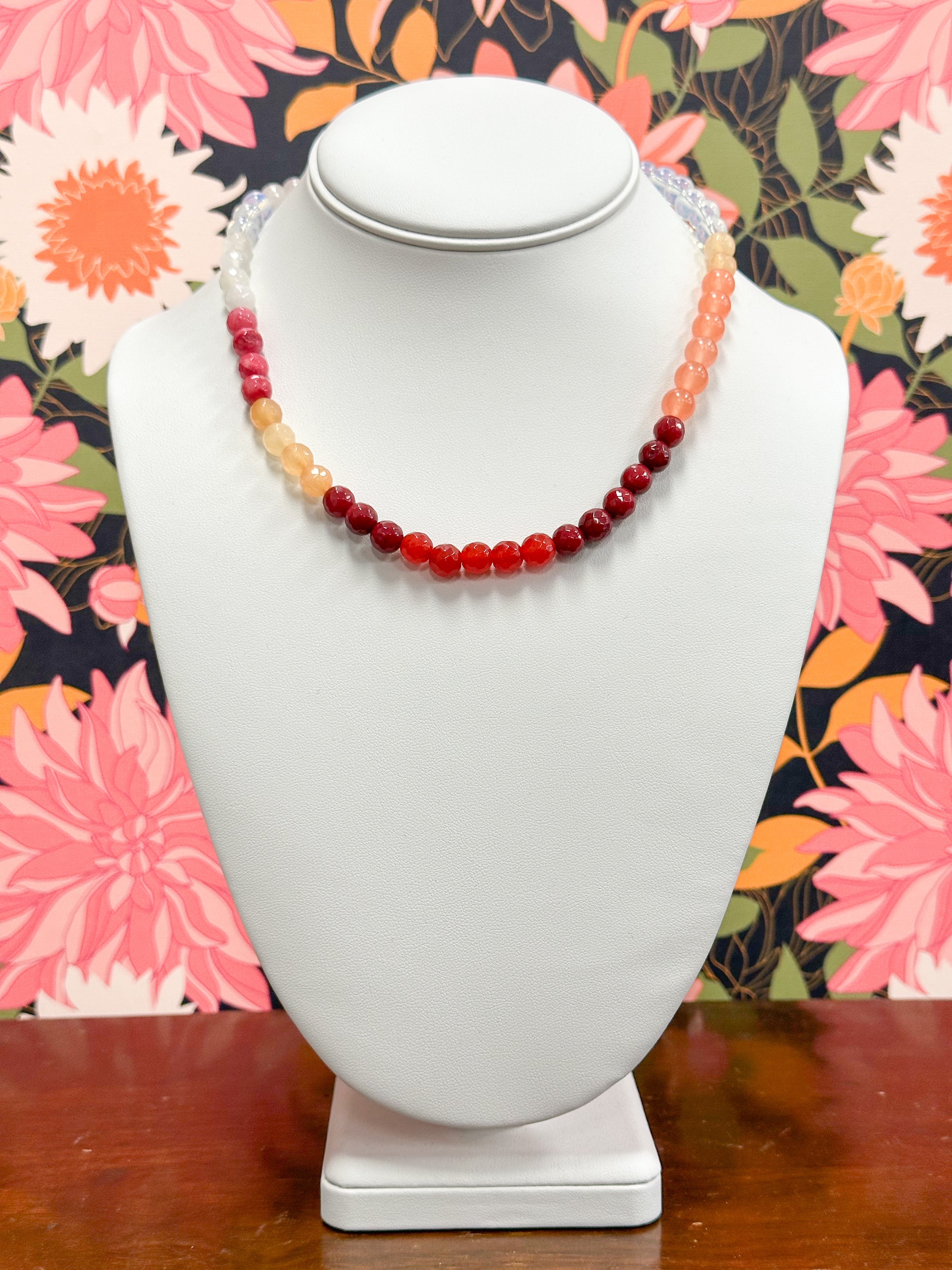 Burgundy Multi Colored Beaded Necklaced