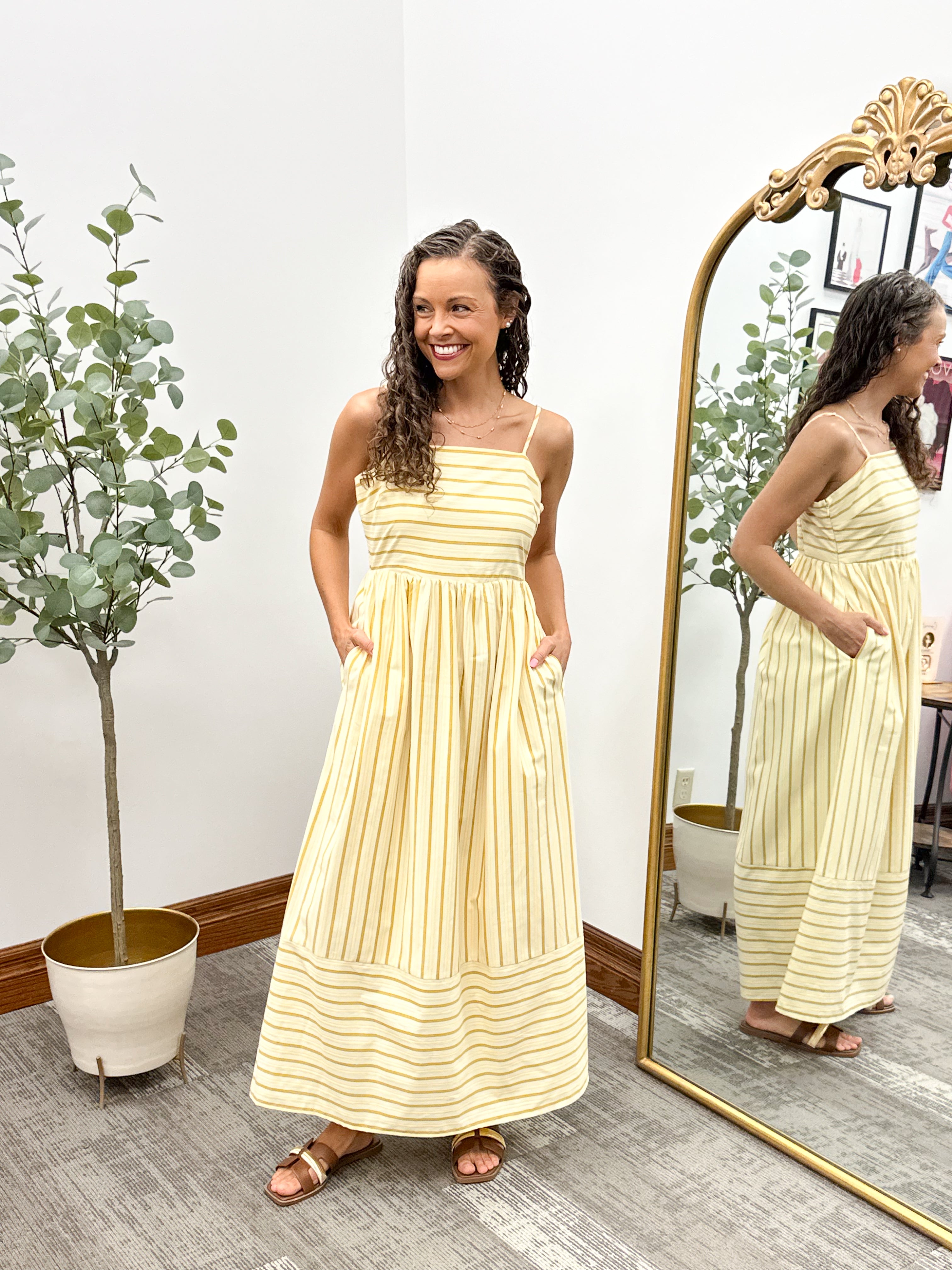 Honey Yellow Striped Maxi Dress