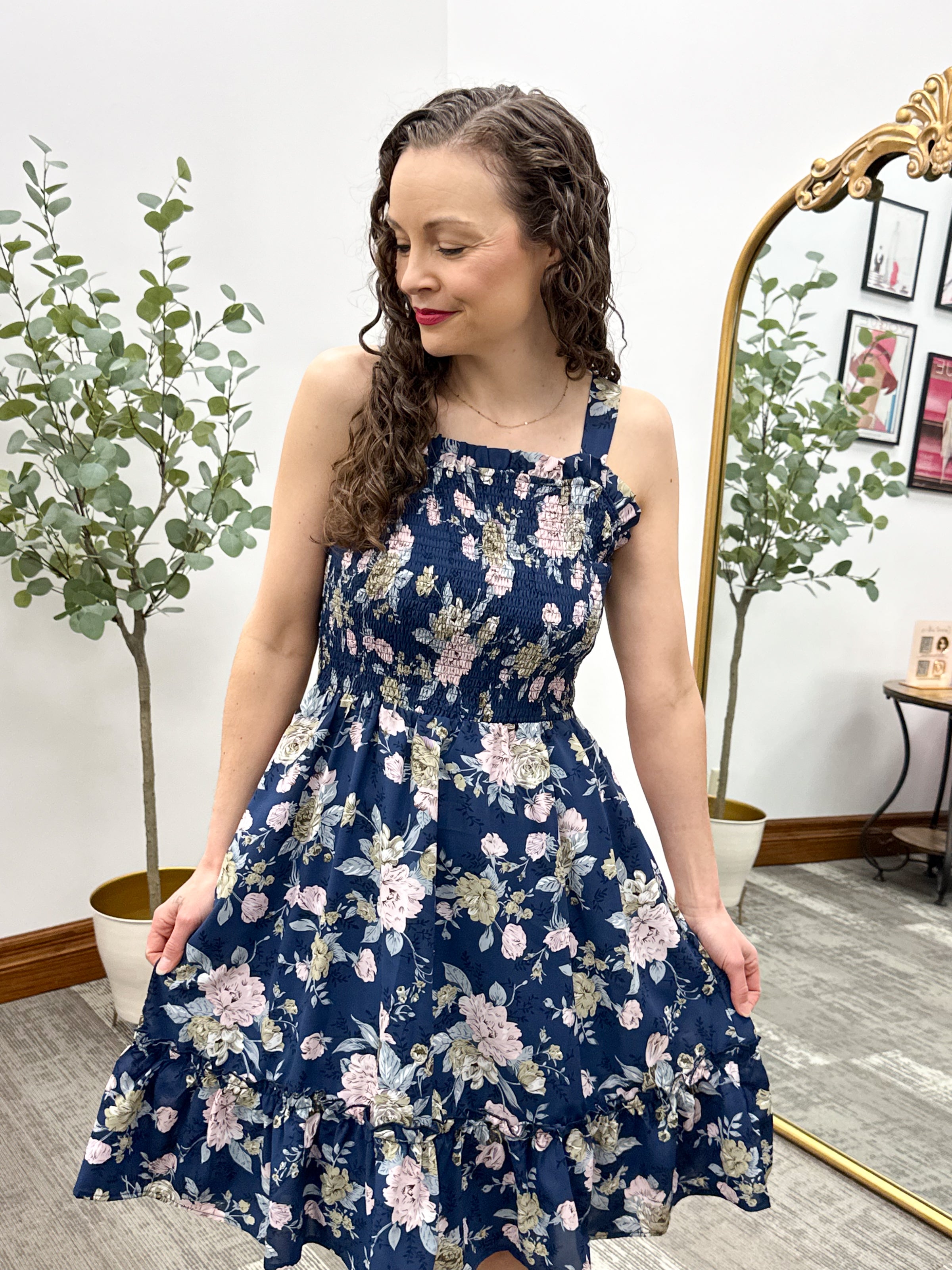 Navy Floral Mini Dress, Floral Mini Dress, Cute Floral Dress, Cute Short Dress