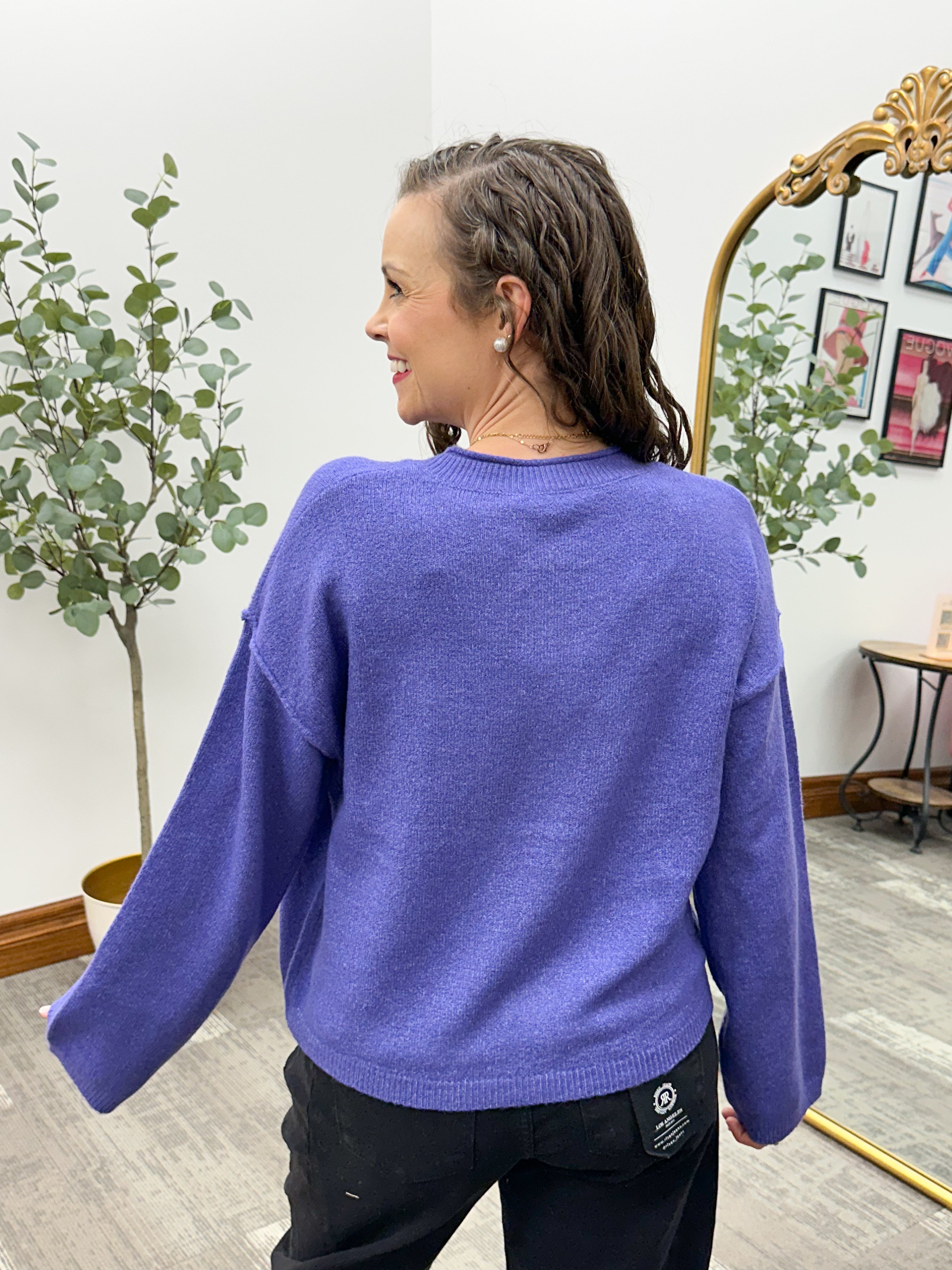 Purple Button Up Cardigan