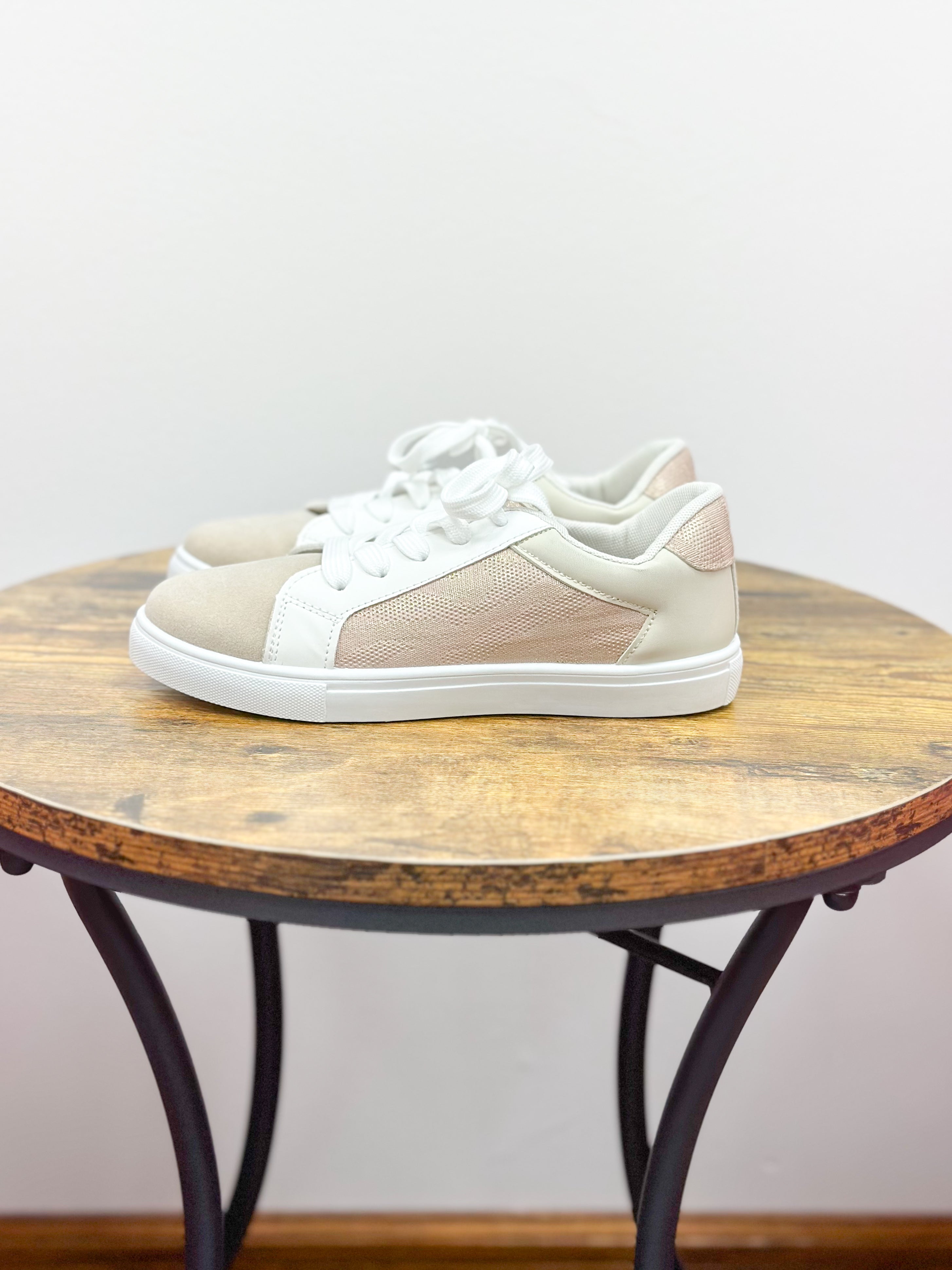 Girls Rose Gold Accent Sneakers