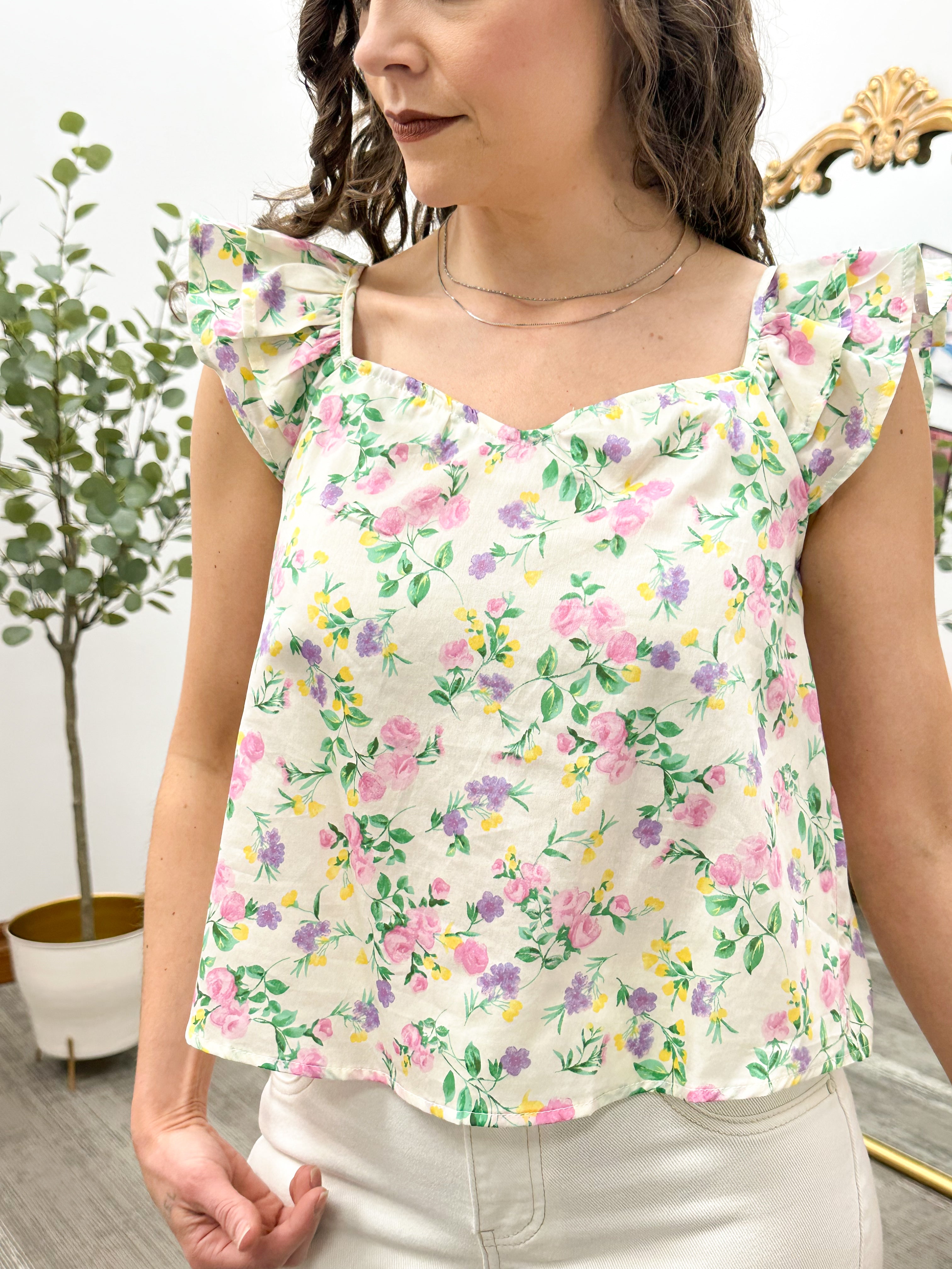 Liss Floral Sweetheart Top