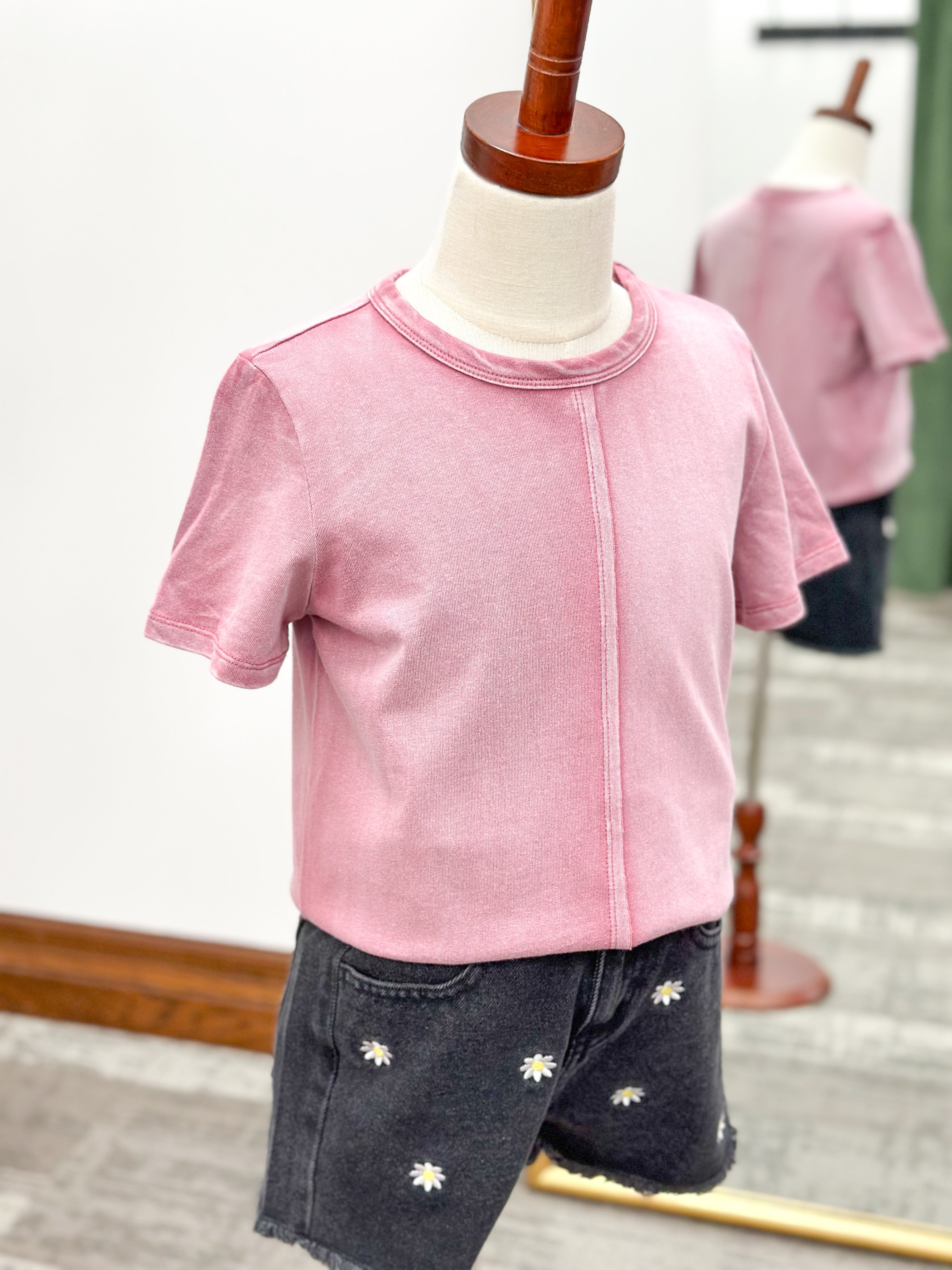 Girls Pink Basic T-Shirt