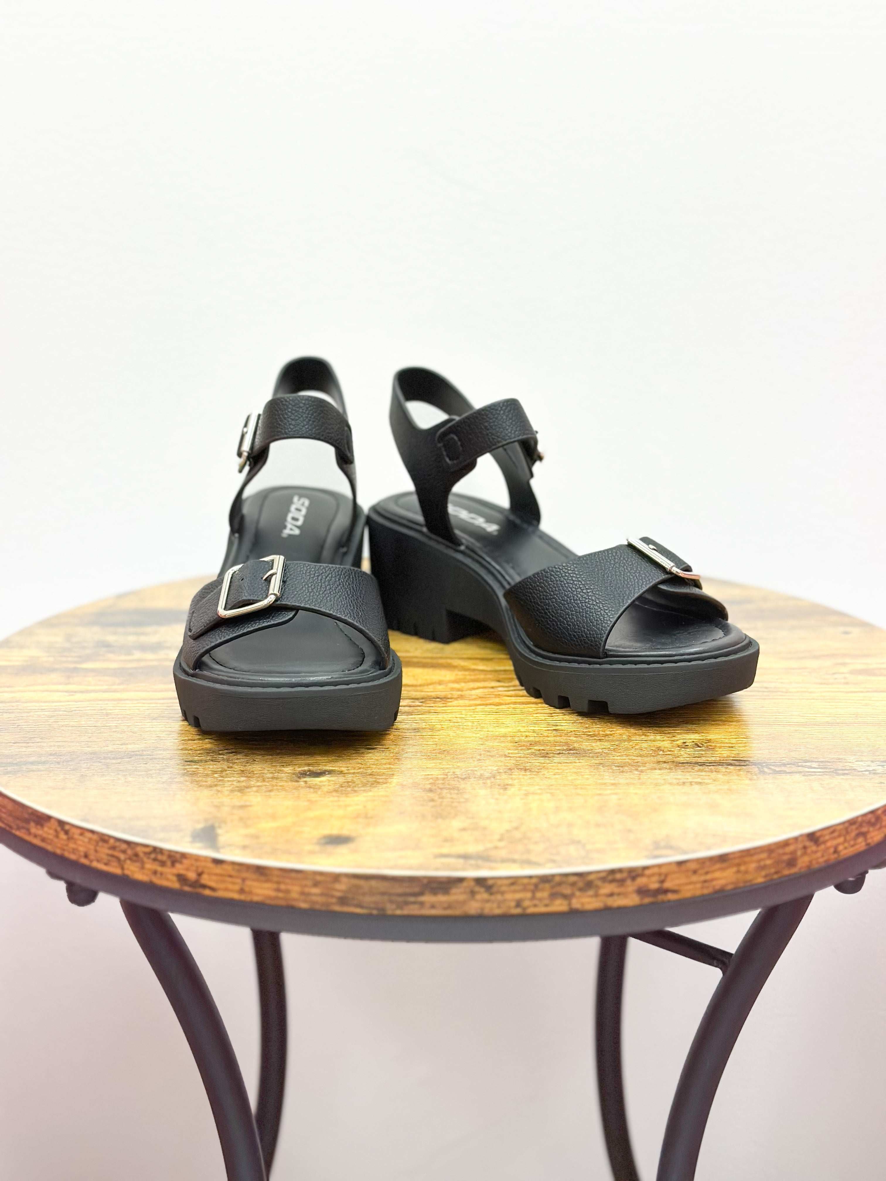 Hazel Black Block Heel Sandals