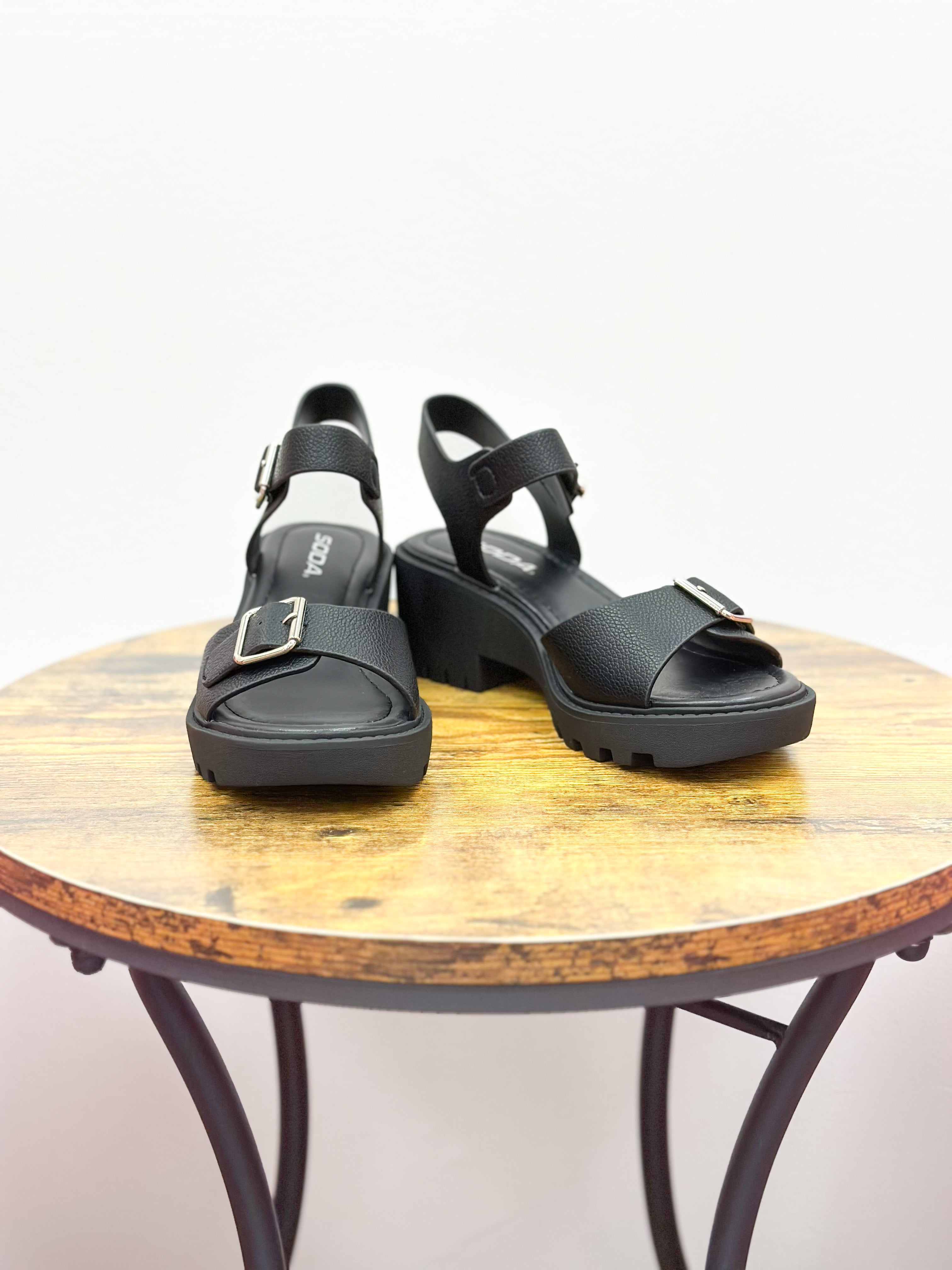 Hazel Black Block Heel Sandals