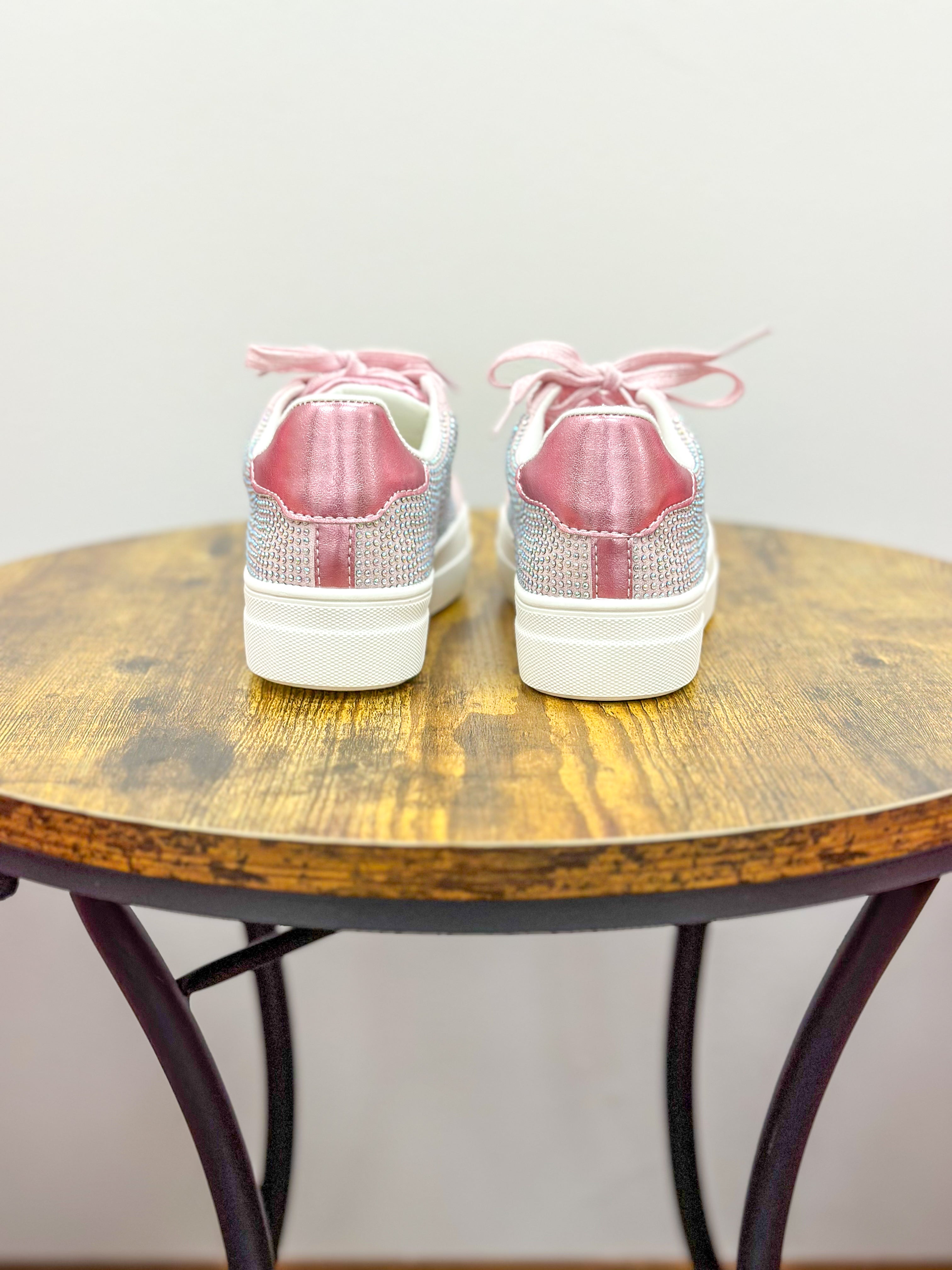 Girls Pink Sparkle Sneakers