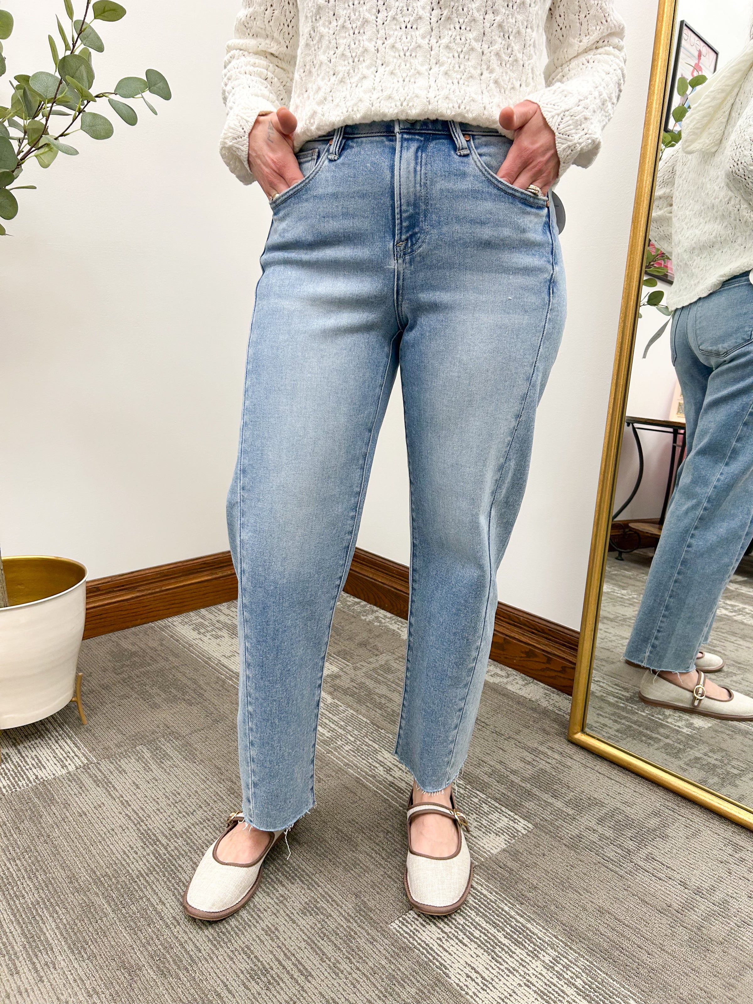 Risen Barrel Jeans, Light Wash HR Slouchy Cropped Barrel Jeans