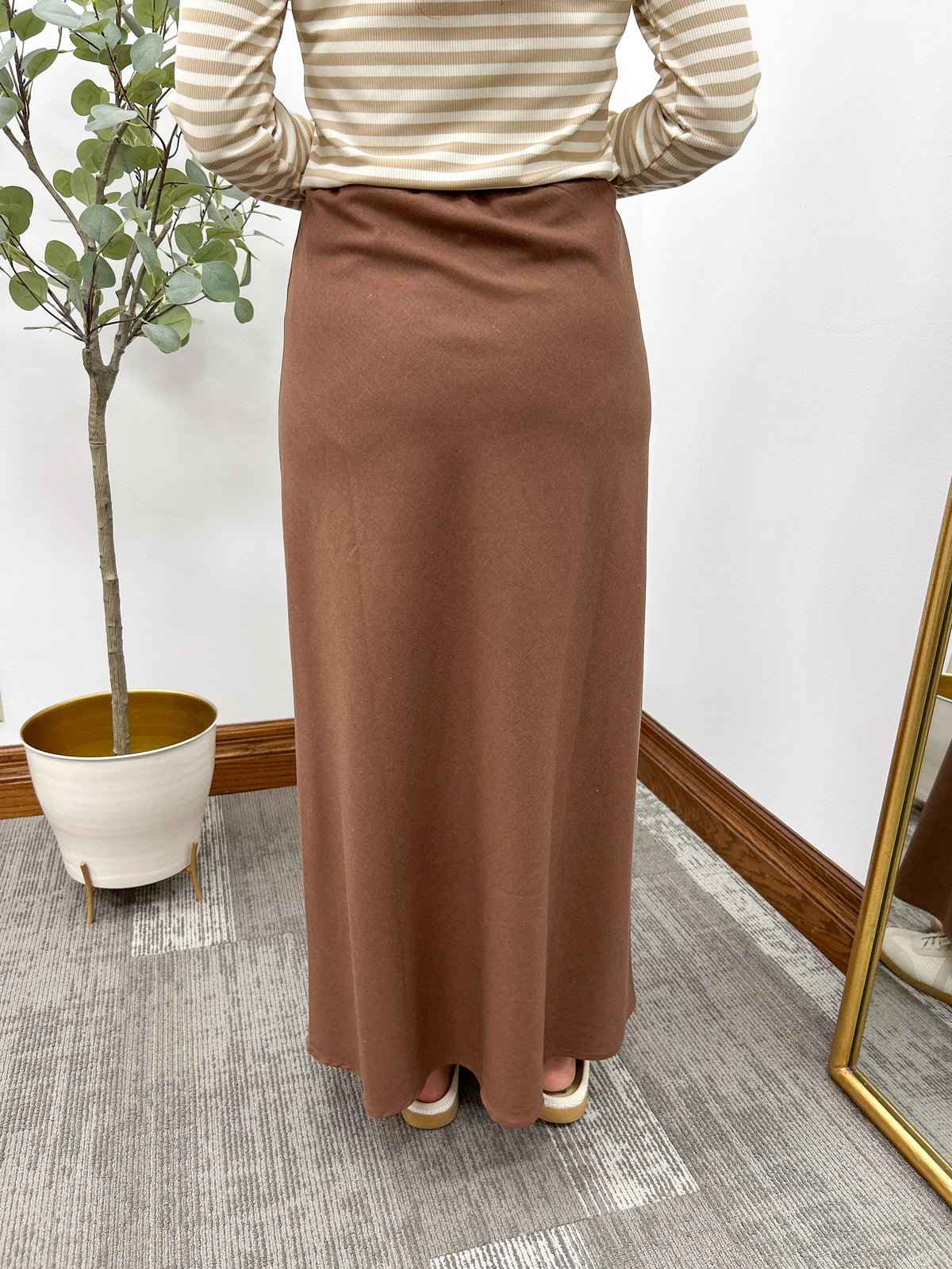 Brown Linen Maxi Skirt