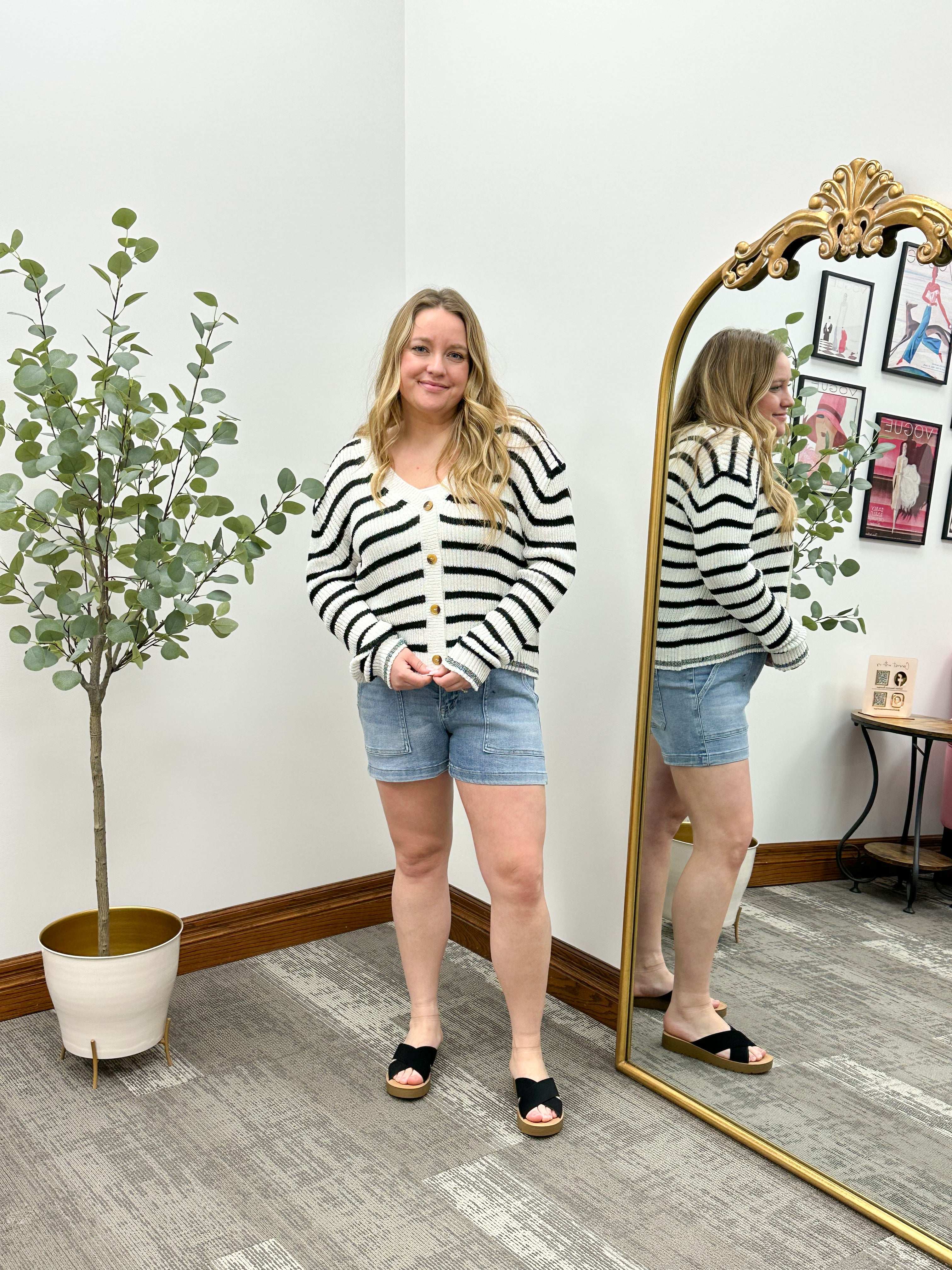 Melody Striped Button Cardigan