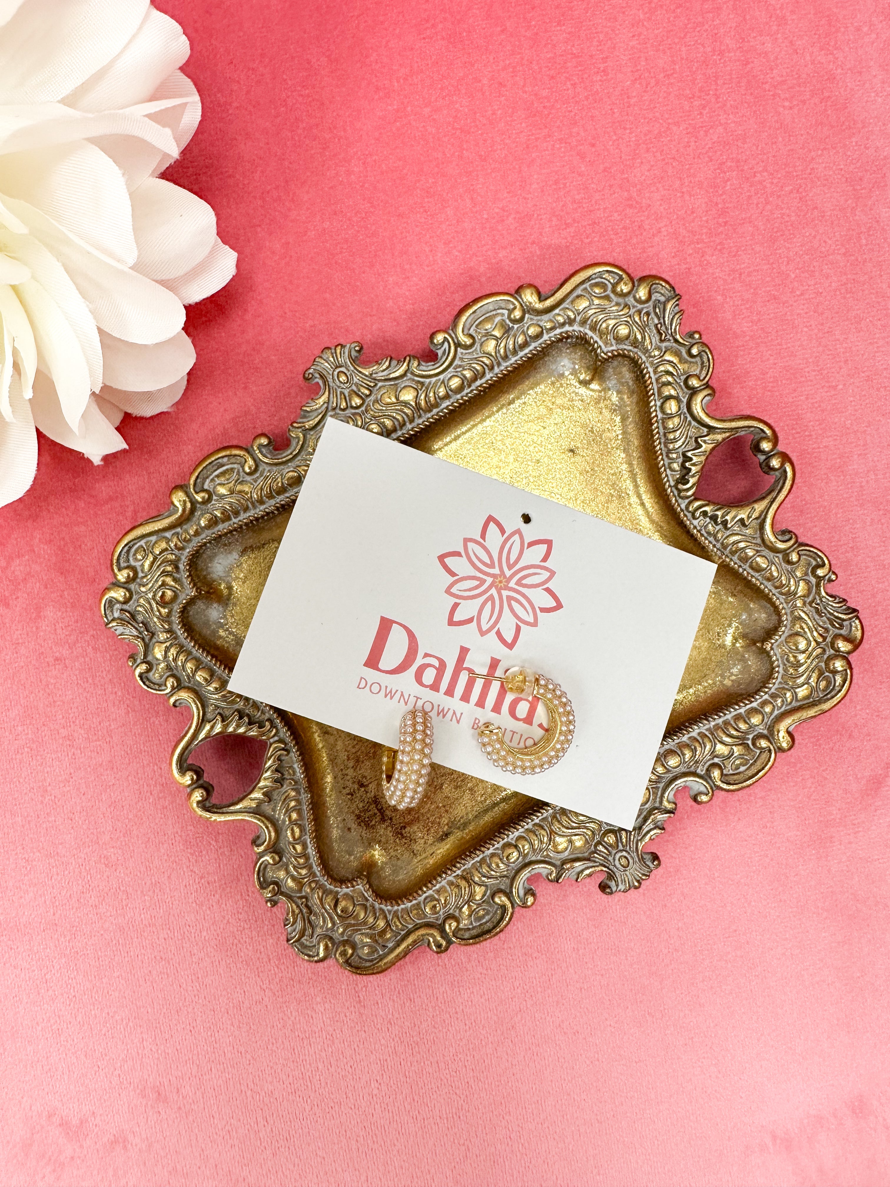 Gold & Pearl Chunky Hoop Earrings