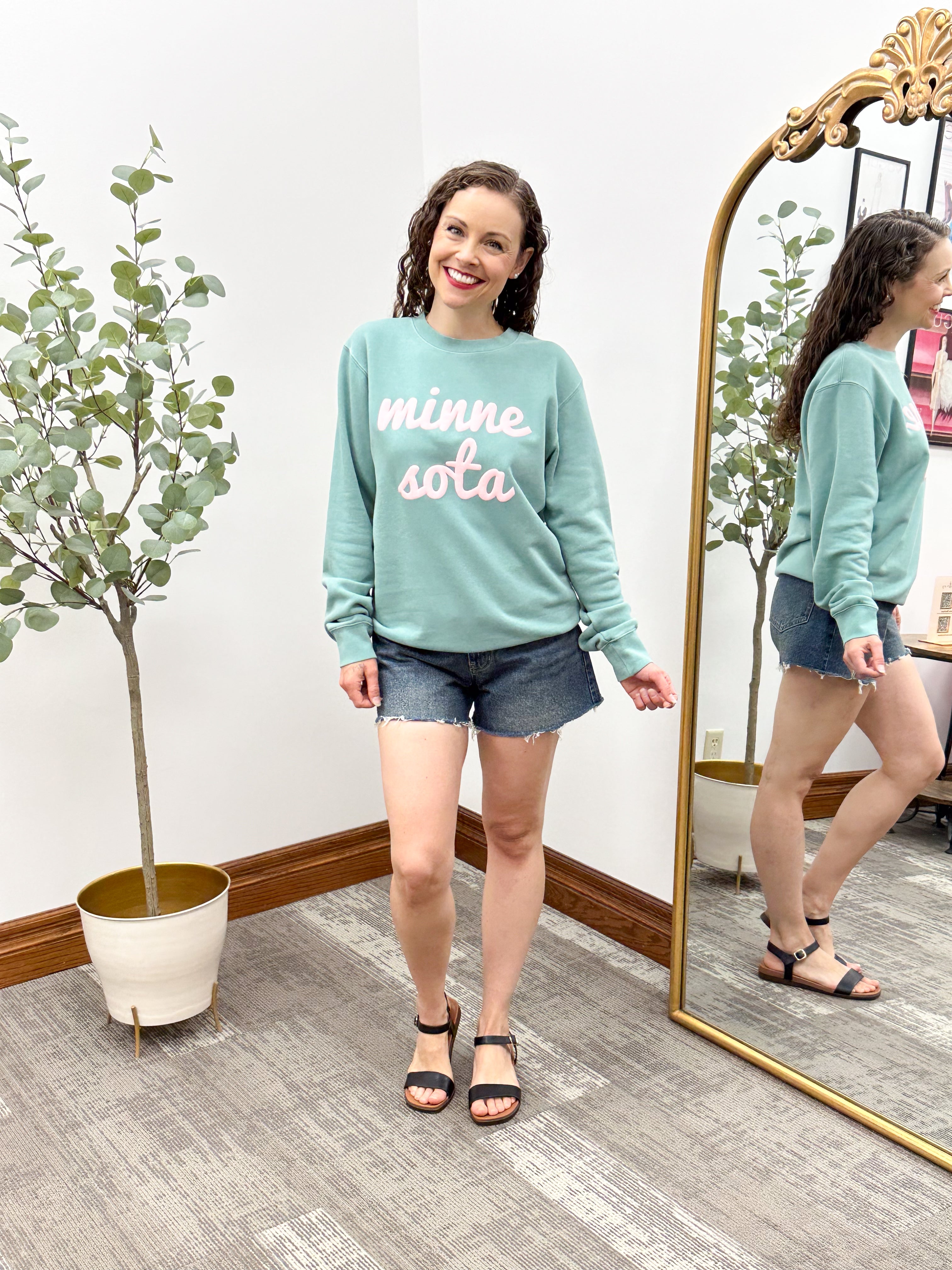 Teal & Pink Minnesota Crewneck Sweatshirt