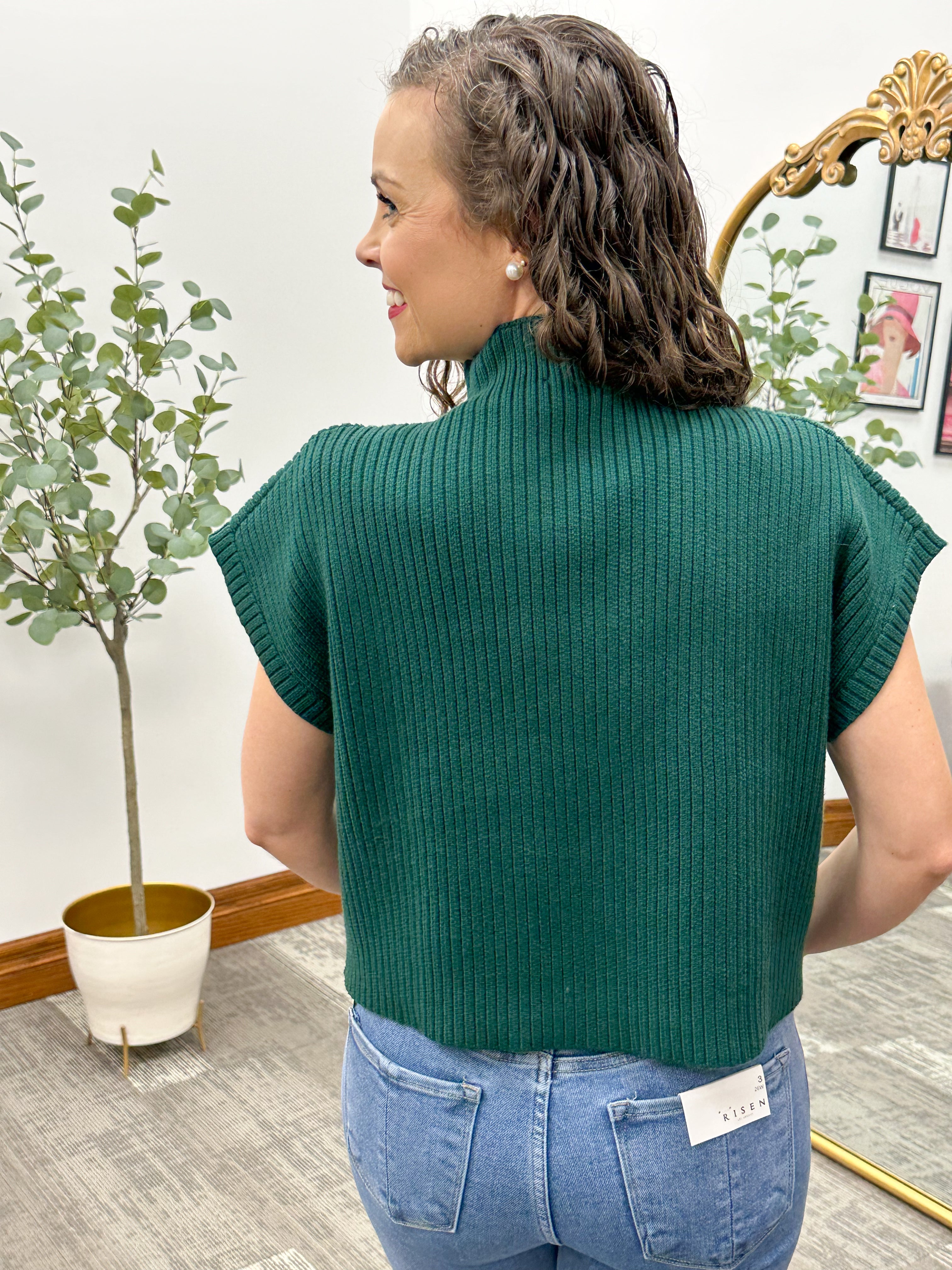 Ariel Green Sleeveless Sweater