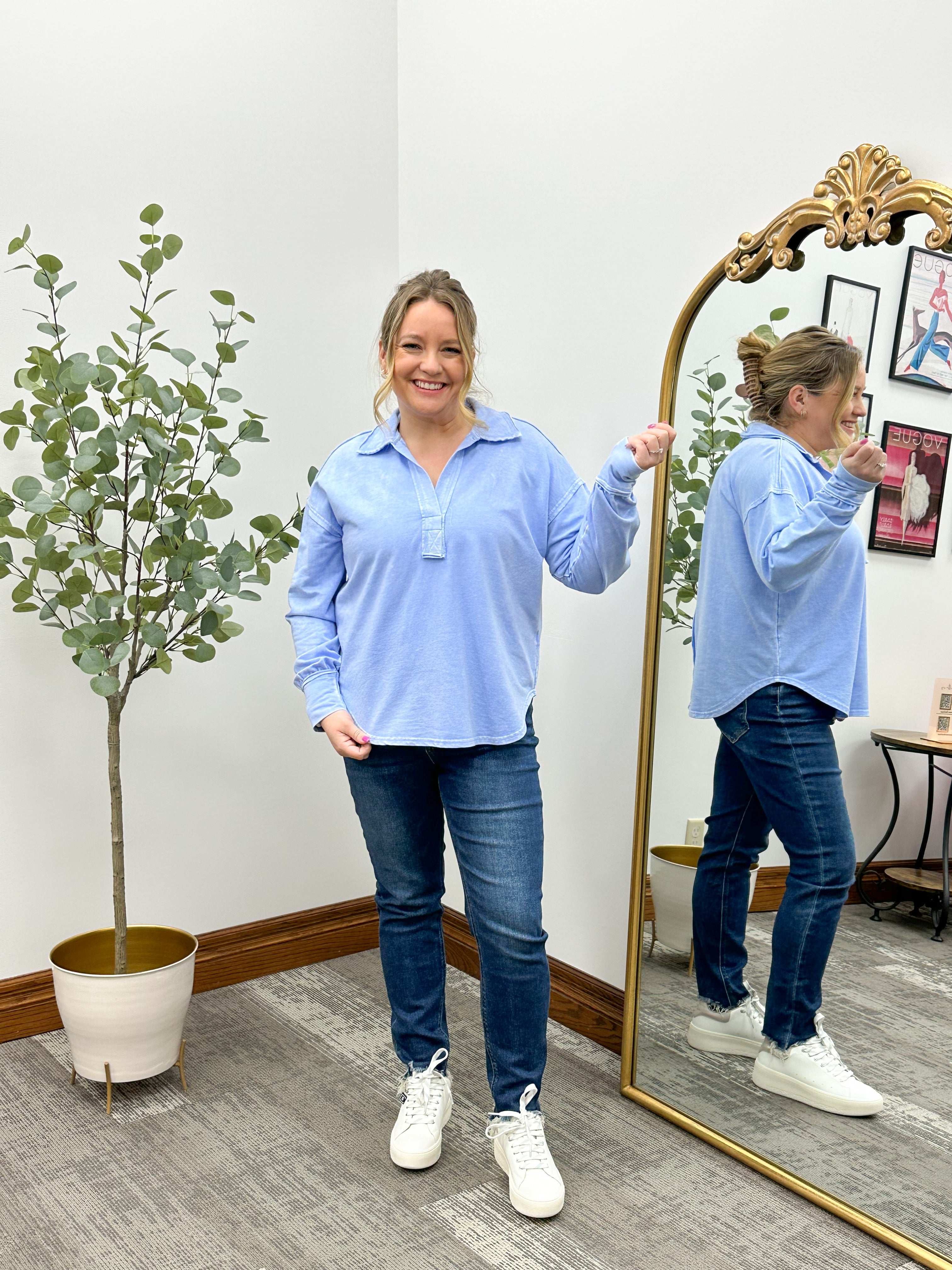 Collared Long Sleeve Top