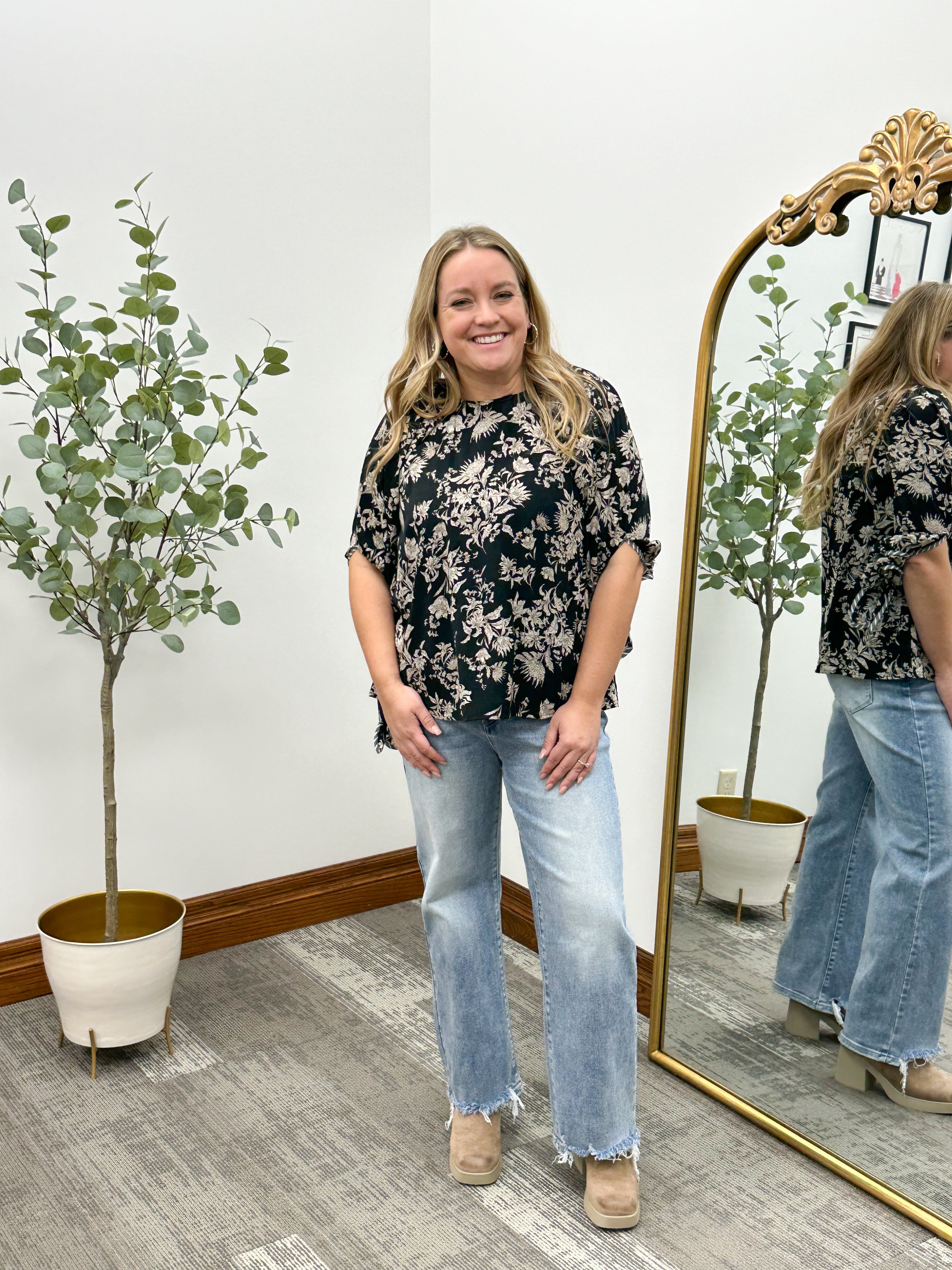 Floral 3/4 Sleeve Blouse