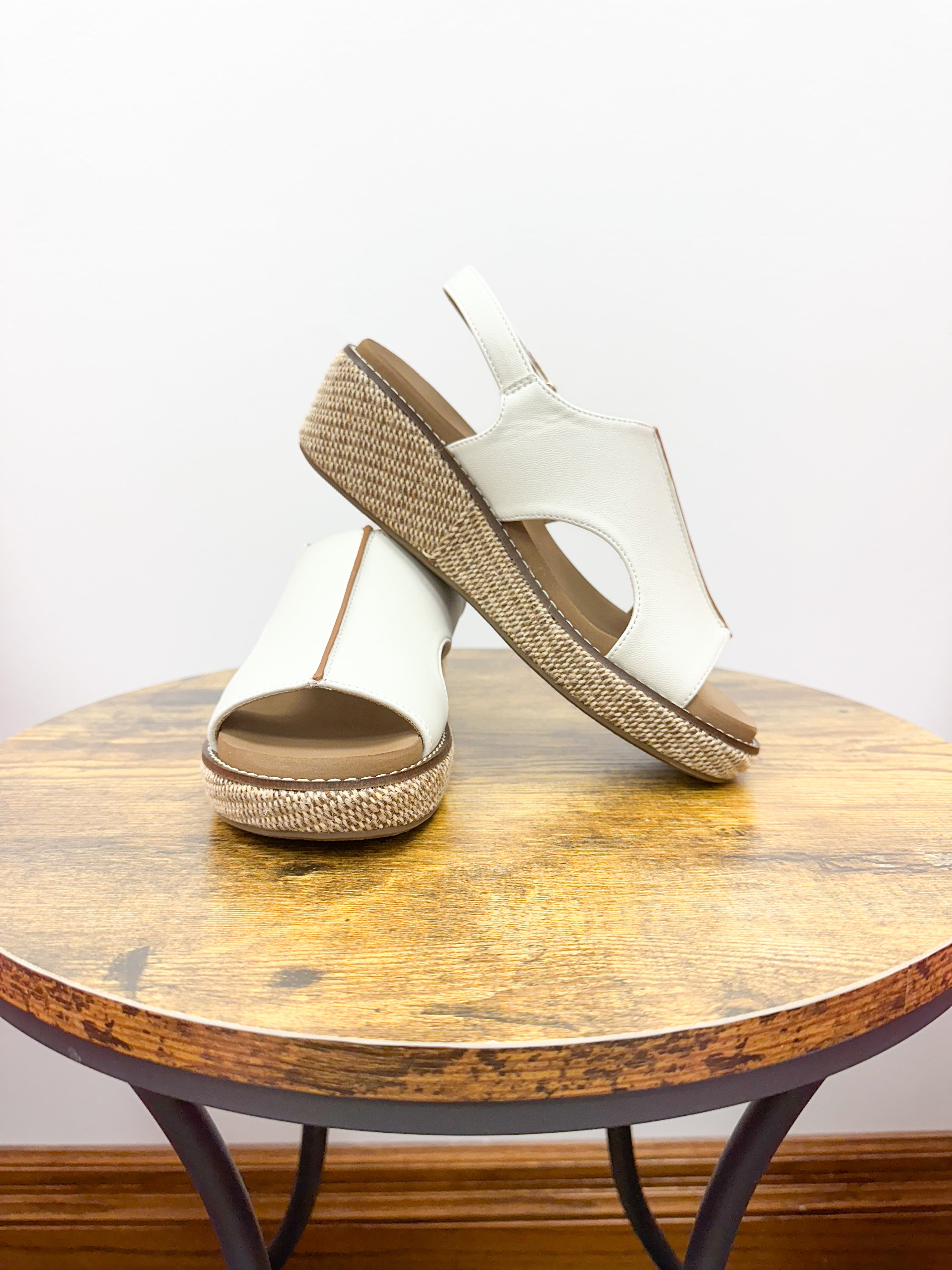 Corkys Volta II White Wedge Sandals