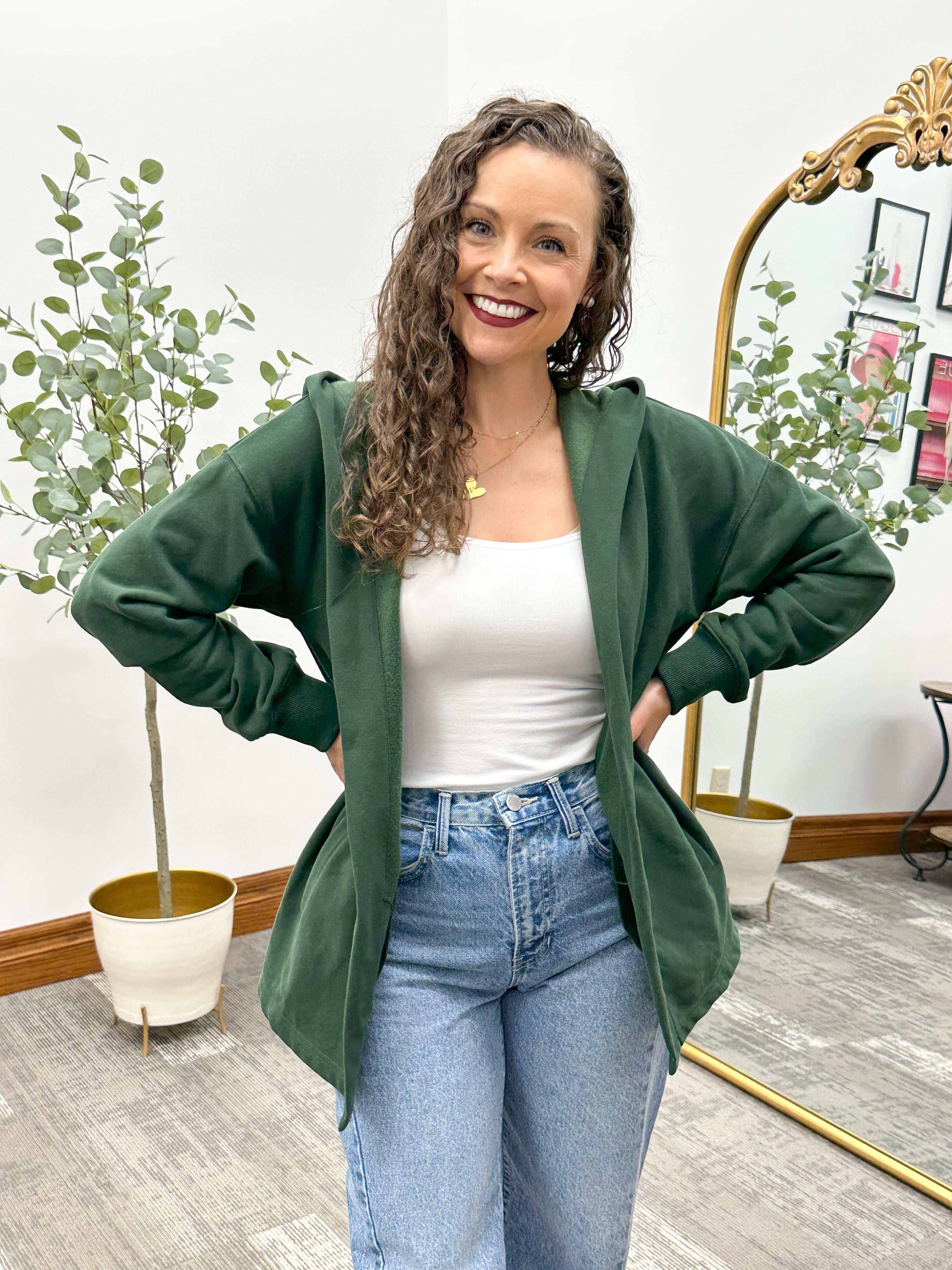Hunter Green Hooded Cardigan