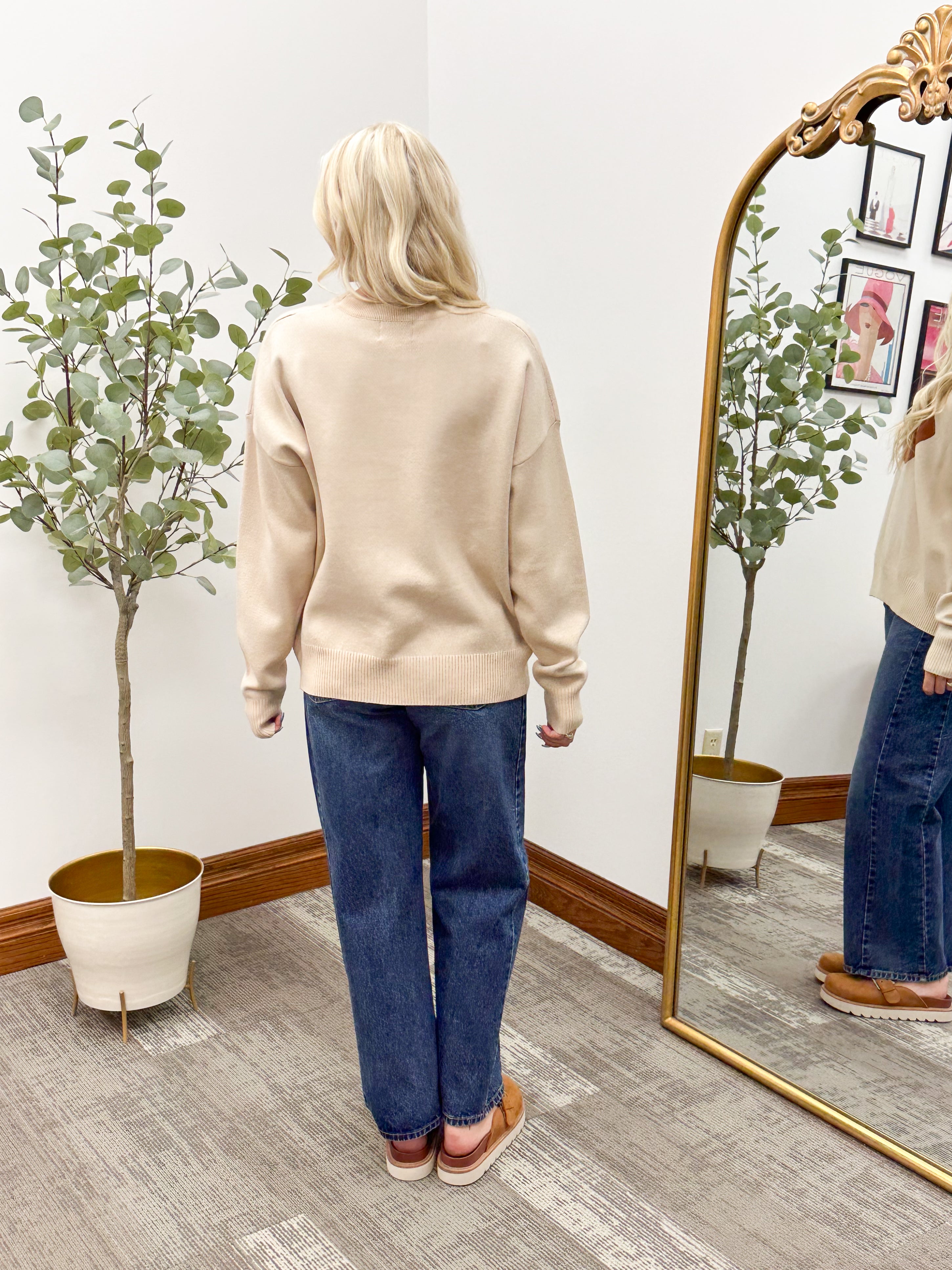 Beige Football Sweater