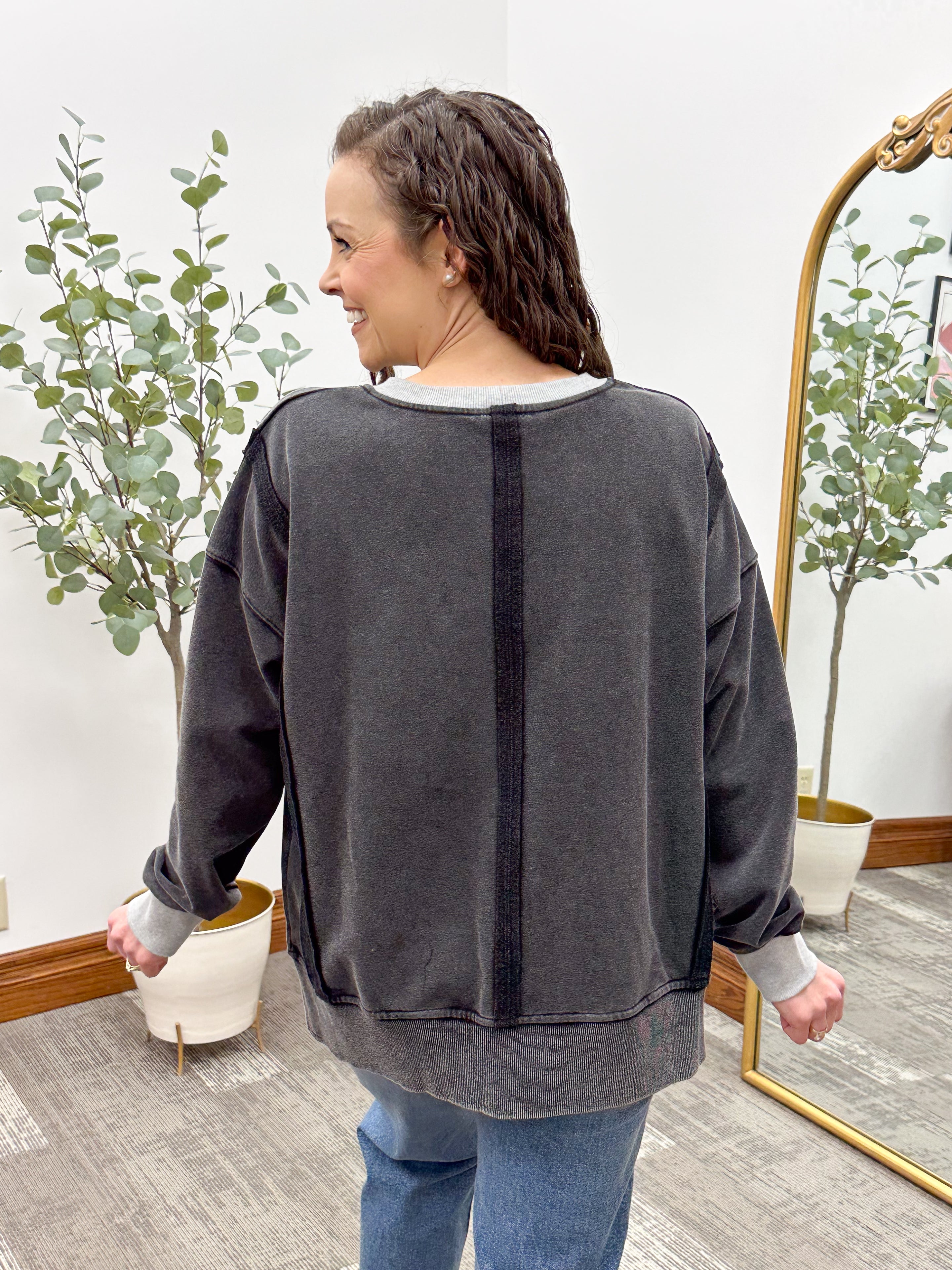 Washed Black Oversized Sweatshirt