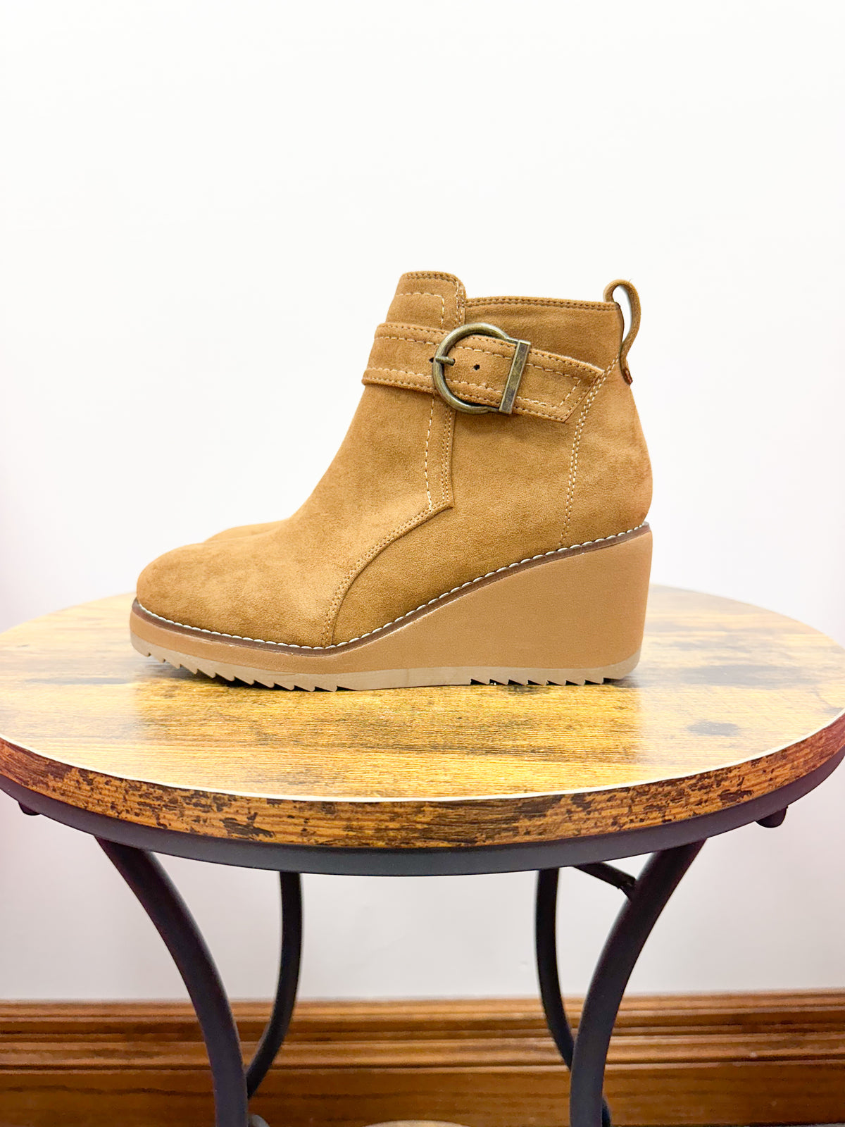 Corkys Intuition Camel Wedge Booties
