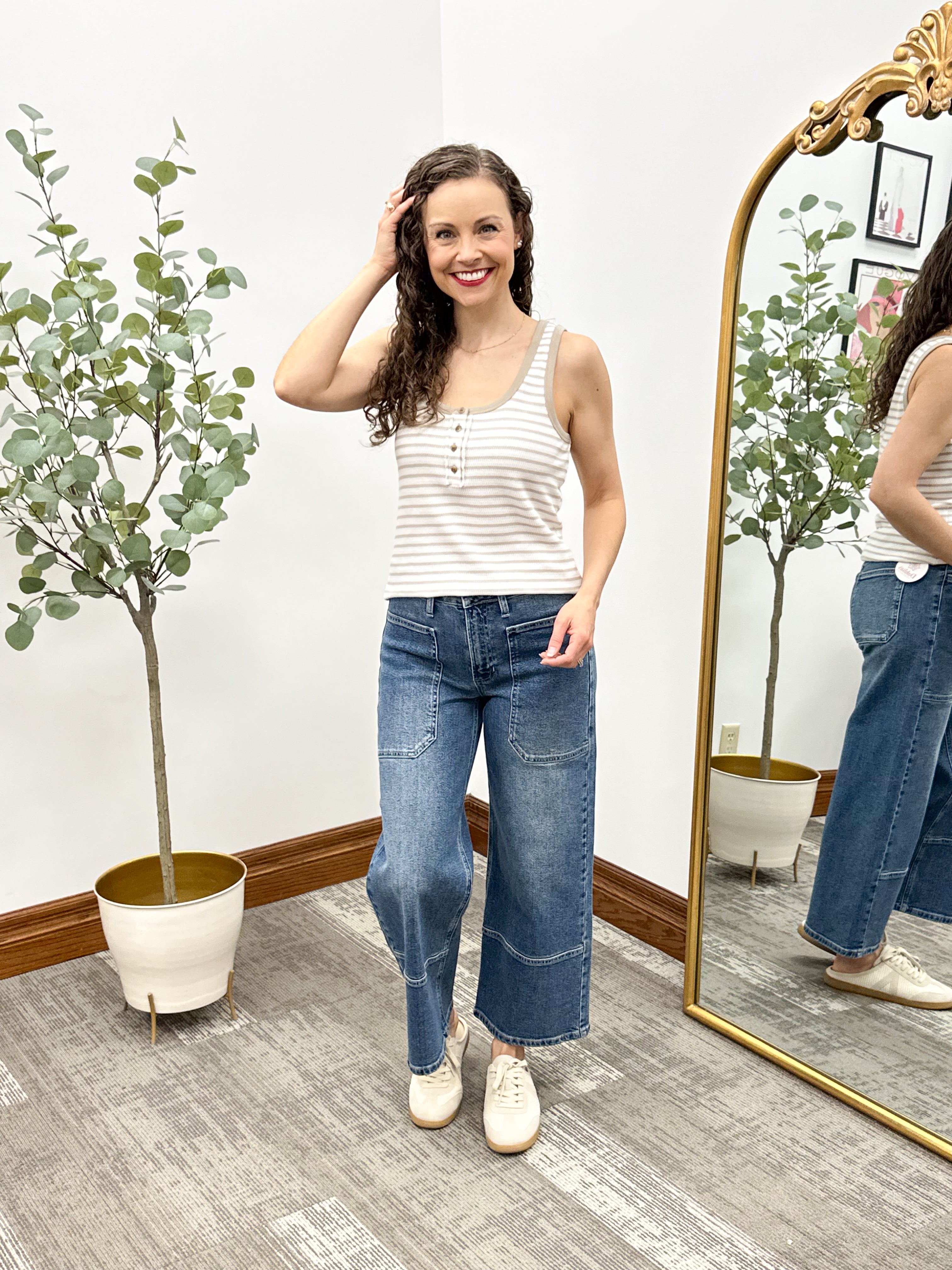 Beige Striped Alfie Tank