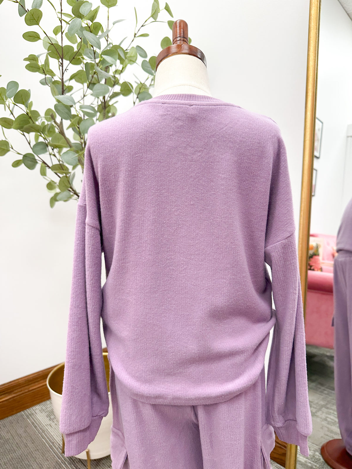 Girls Lavender Brushed Long Sleeve Top