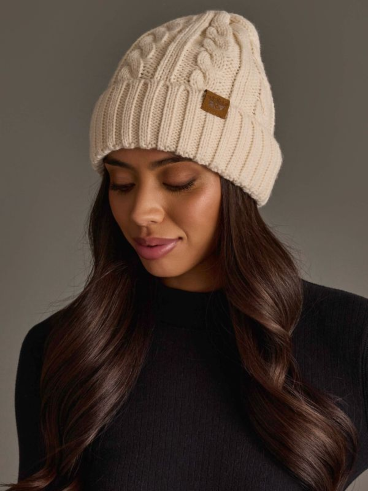 Cream Cable Knit Beanie