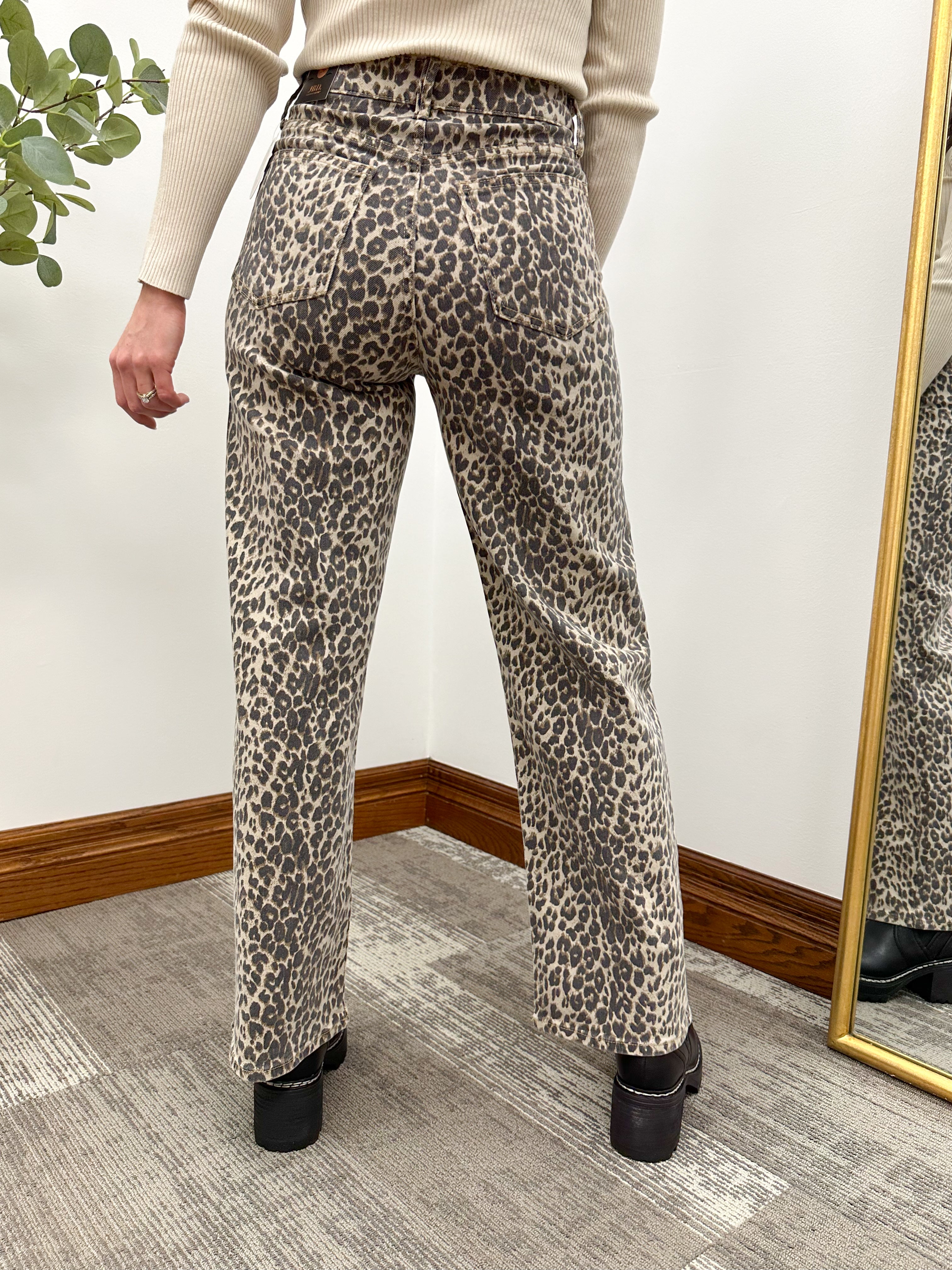 Leopard Print HR Vintage Straight Jeans