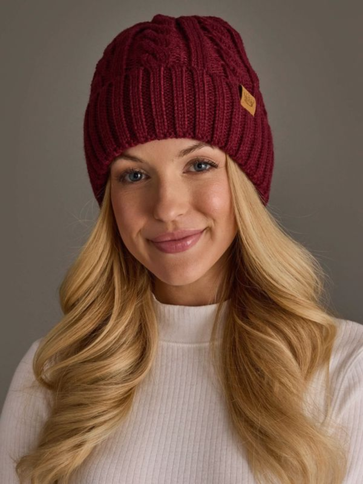Maroon Cable Knit Beanie