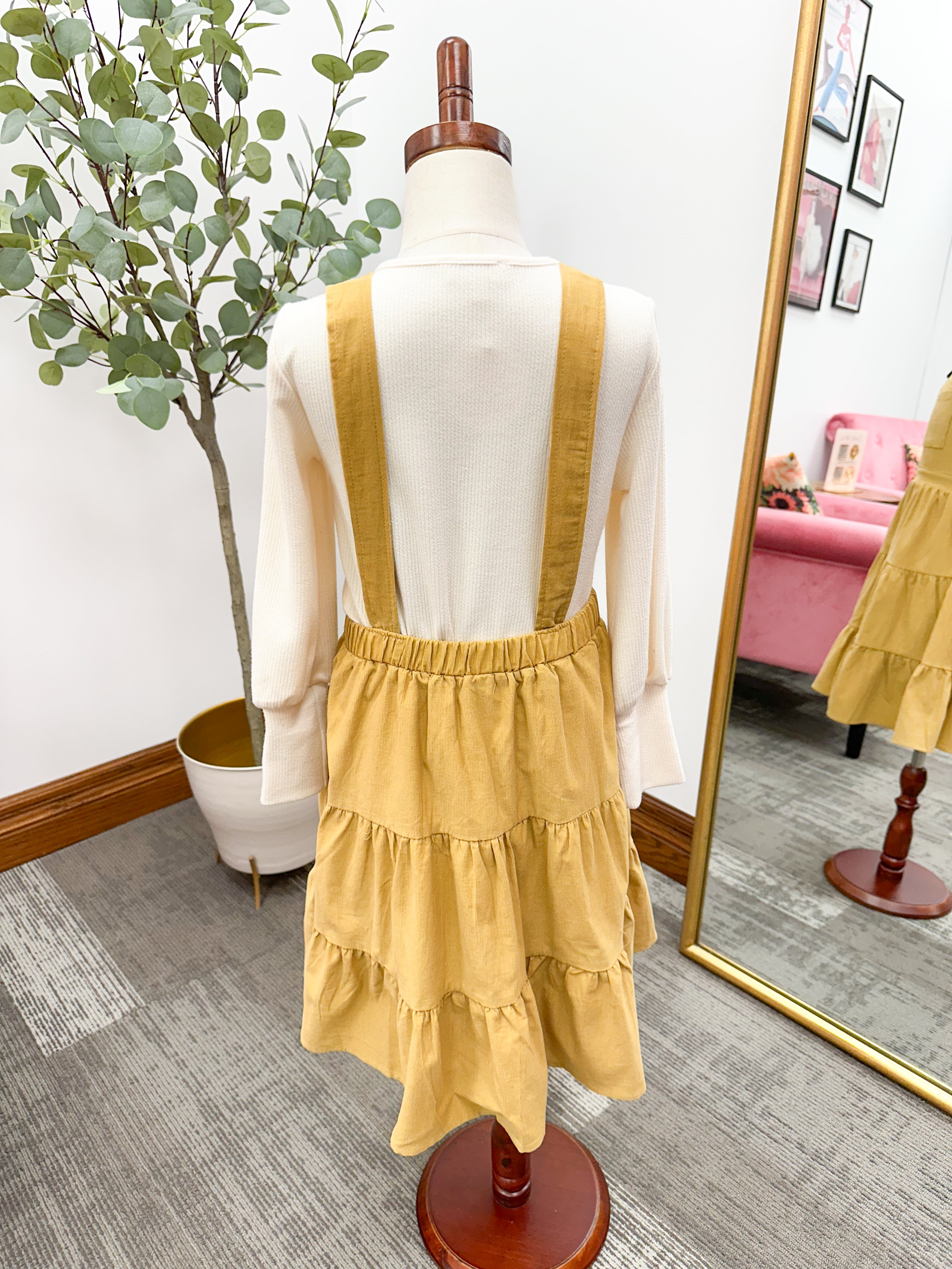 Girls Mustard Corduroy Jumper Dress